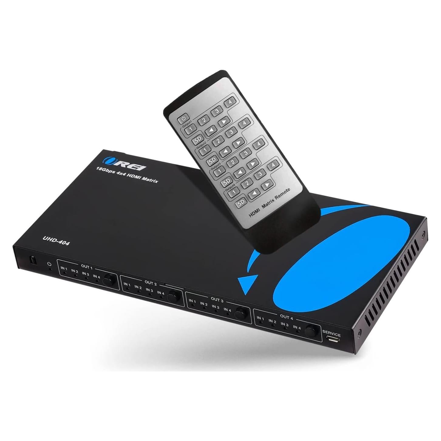 Matriz HDMI 4x4 OREI UHD-404A 4K 60Hz con Control Remoto