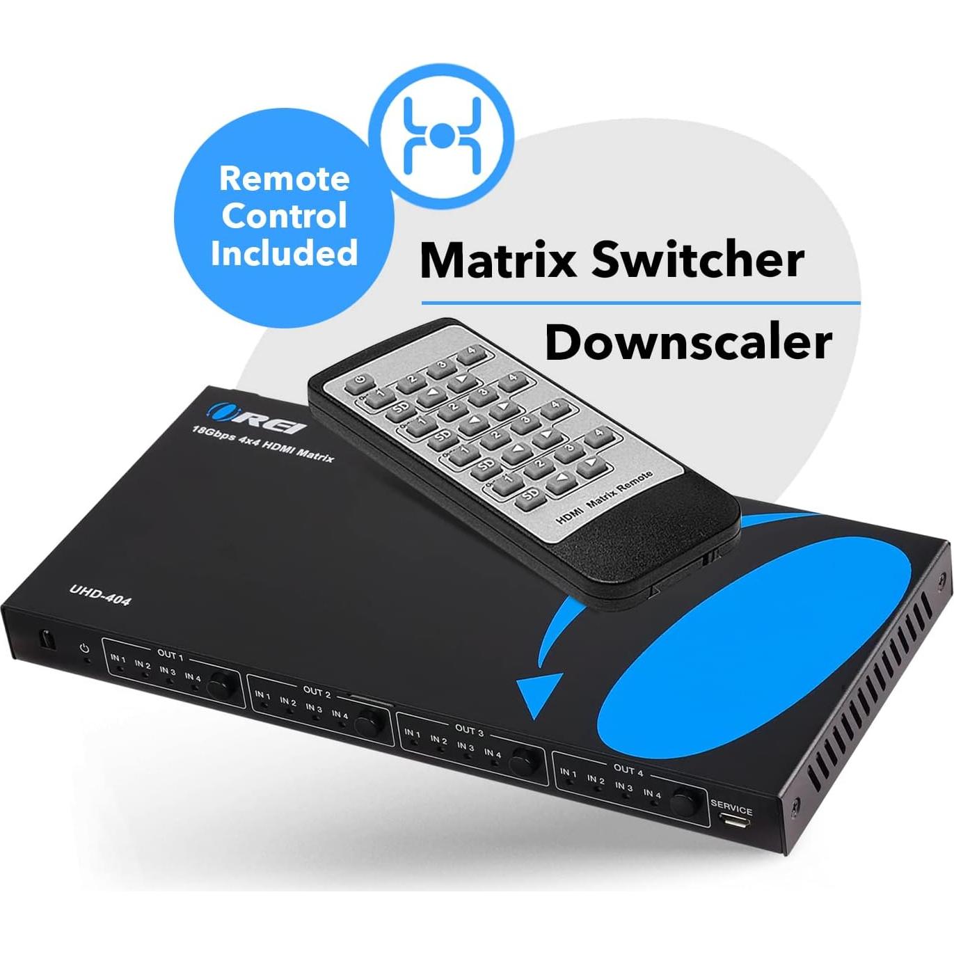 Matriz HDMI 4x4 OREI UHD-404A 4K 60Hz con Control Remoto