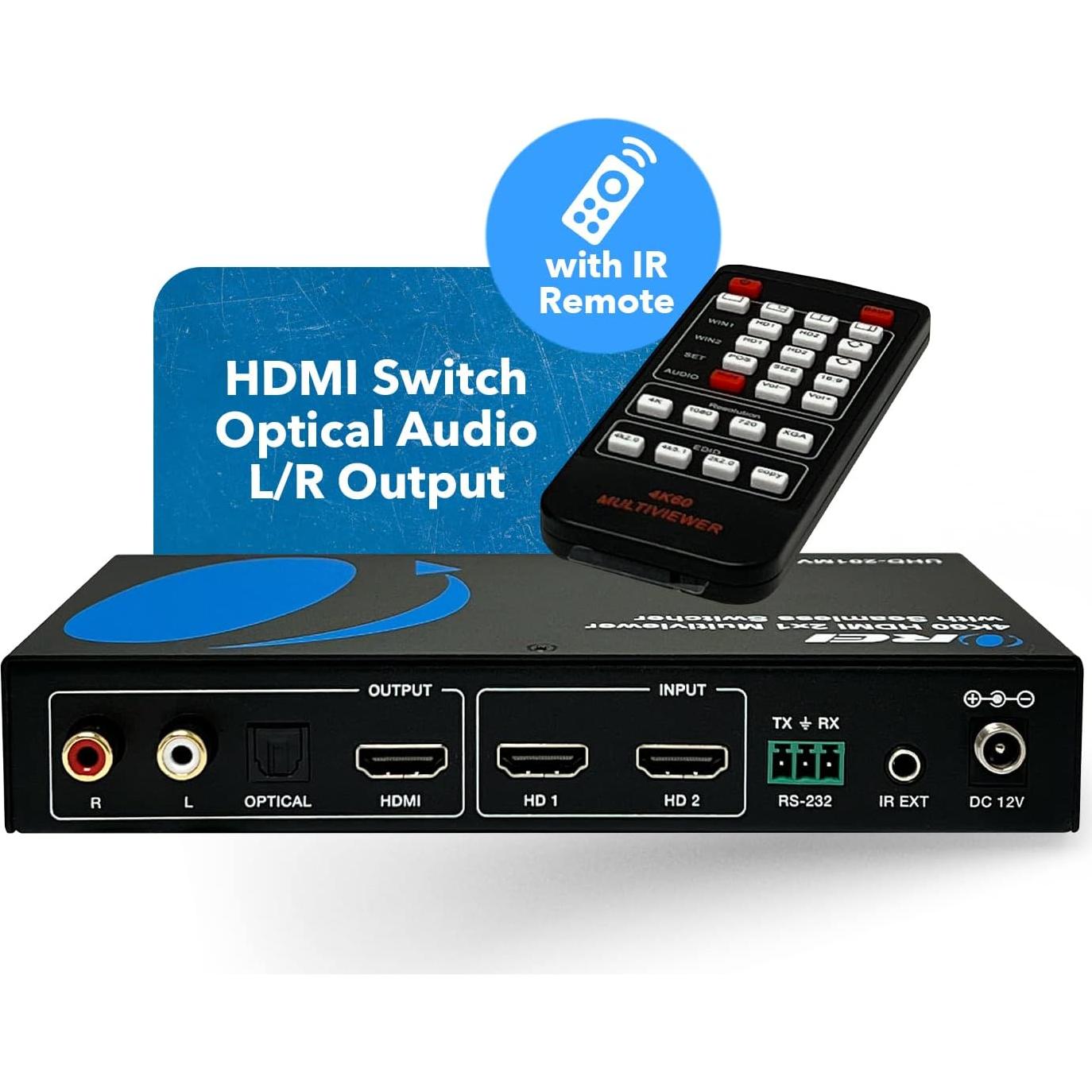 OREI Multiviewer HDMI 2x1 UHD-201MV 4K@60Hz Audio Óptico