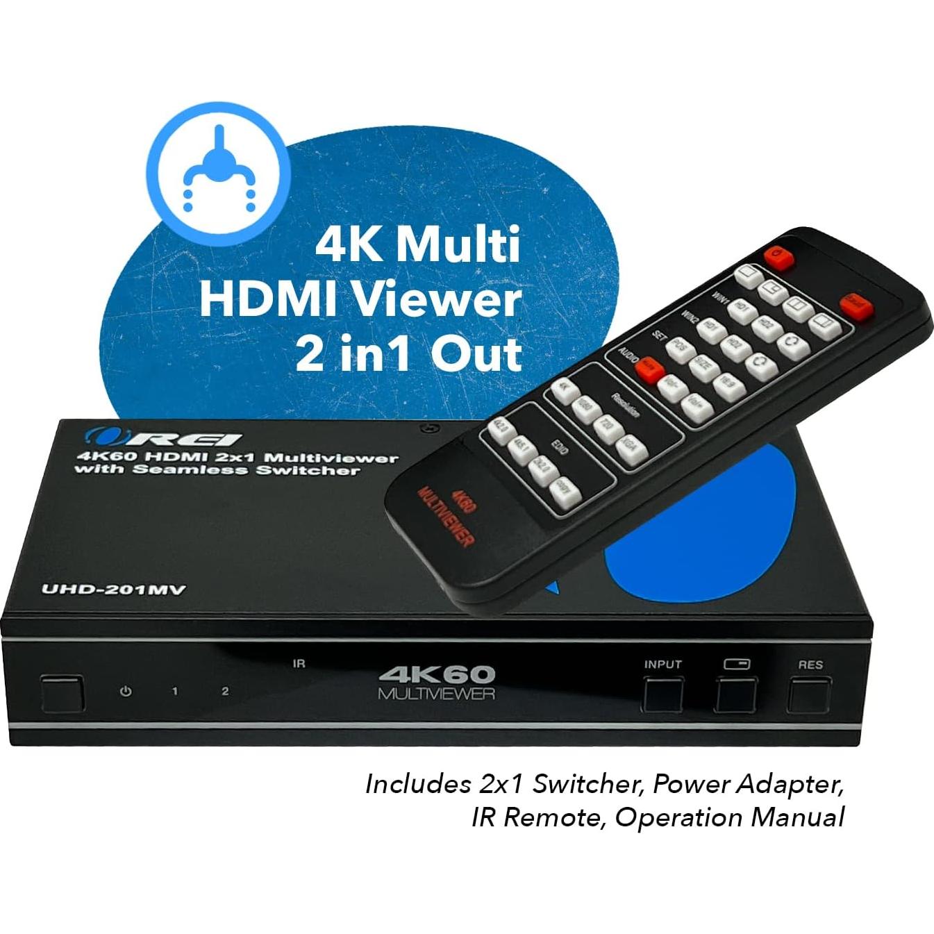 OREI Multiviewer HDMI 2x1 UHD-201MV 4K@60Hz Audio Óptico