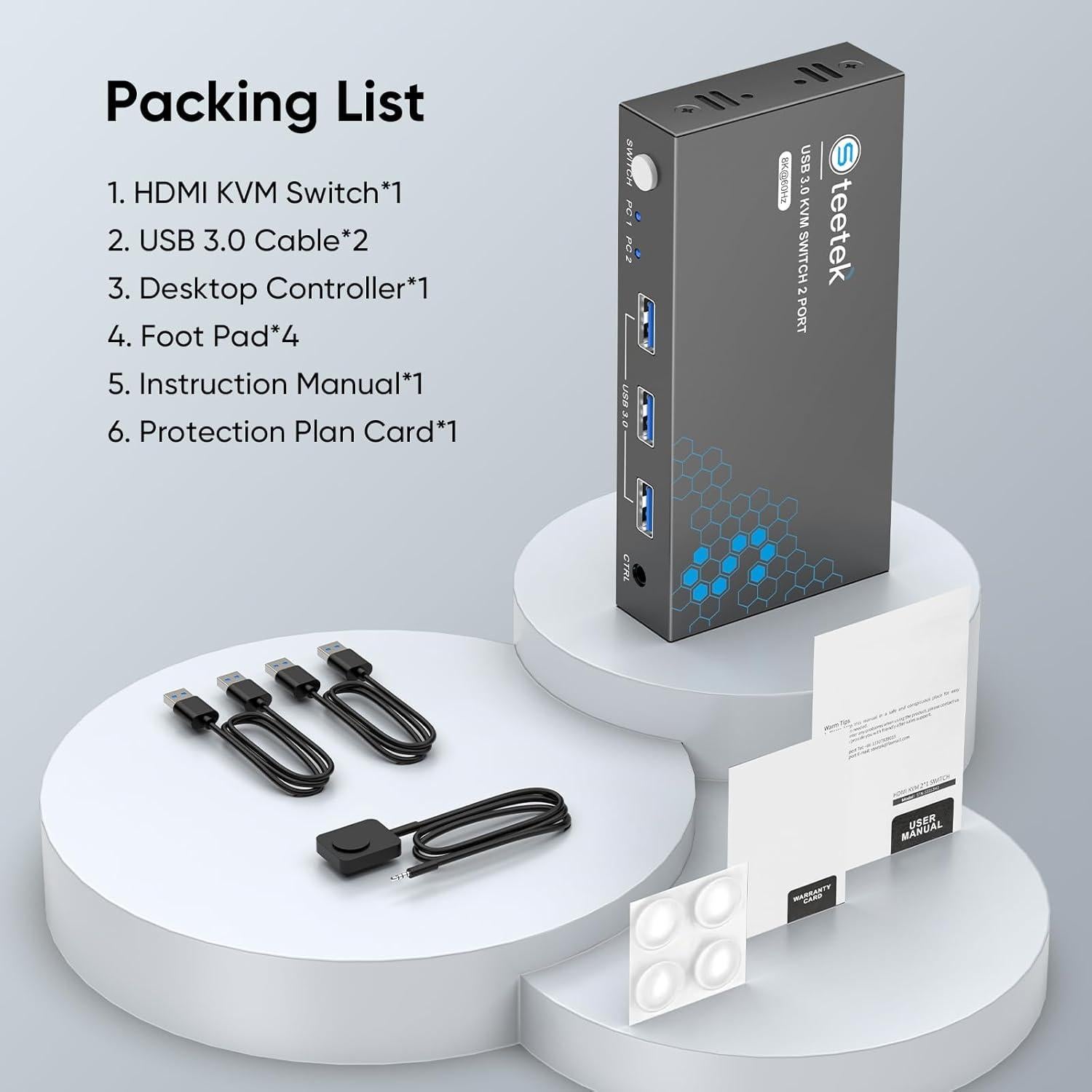 Interruptor KVM HDMI 8K Steetek 1 Monitor 2 Computadoras