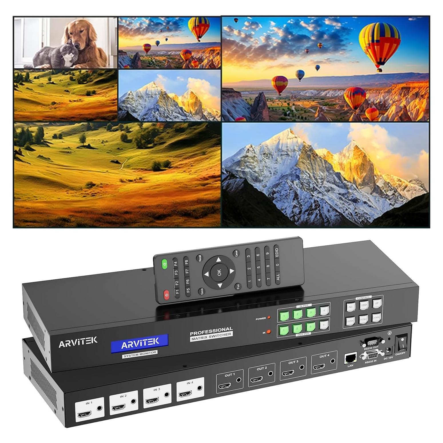 Conmutador HDMI Matriz 4x4 Arvitek 4K con Control Remoto