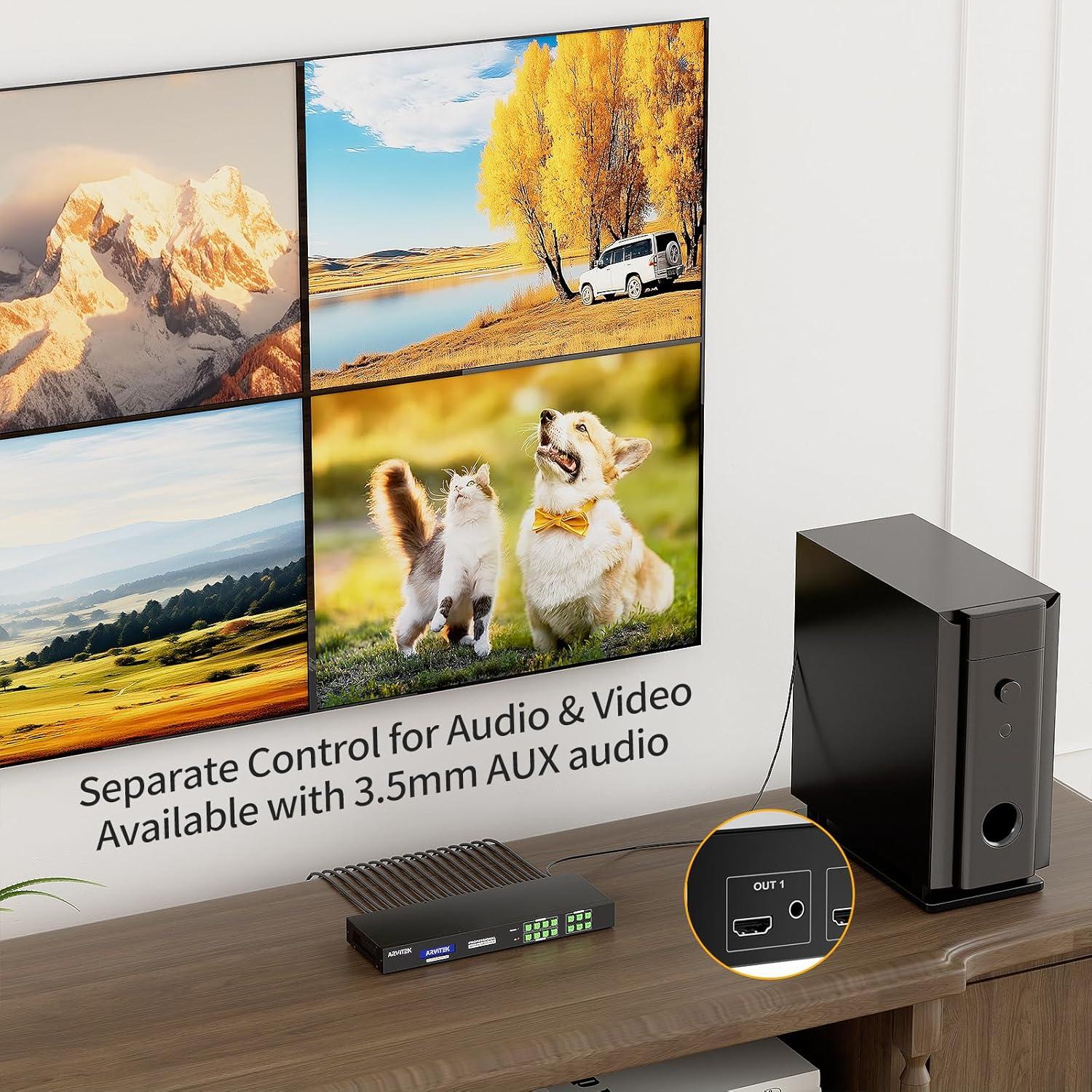 Conmutador HDMI Matriz 4x4 Arvitek 4K con Control Remoto