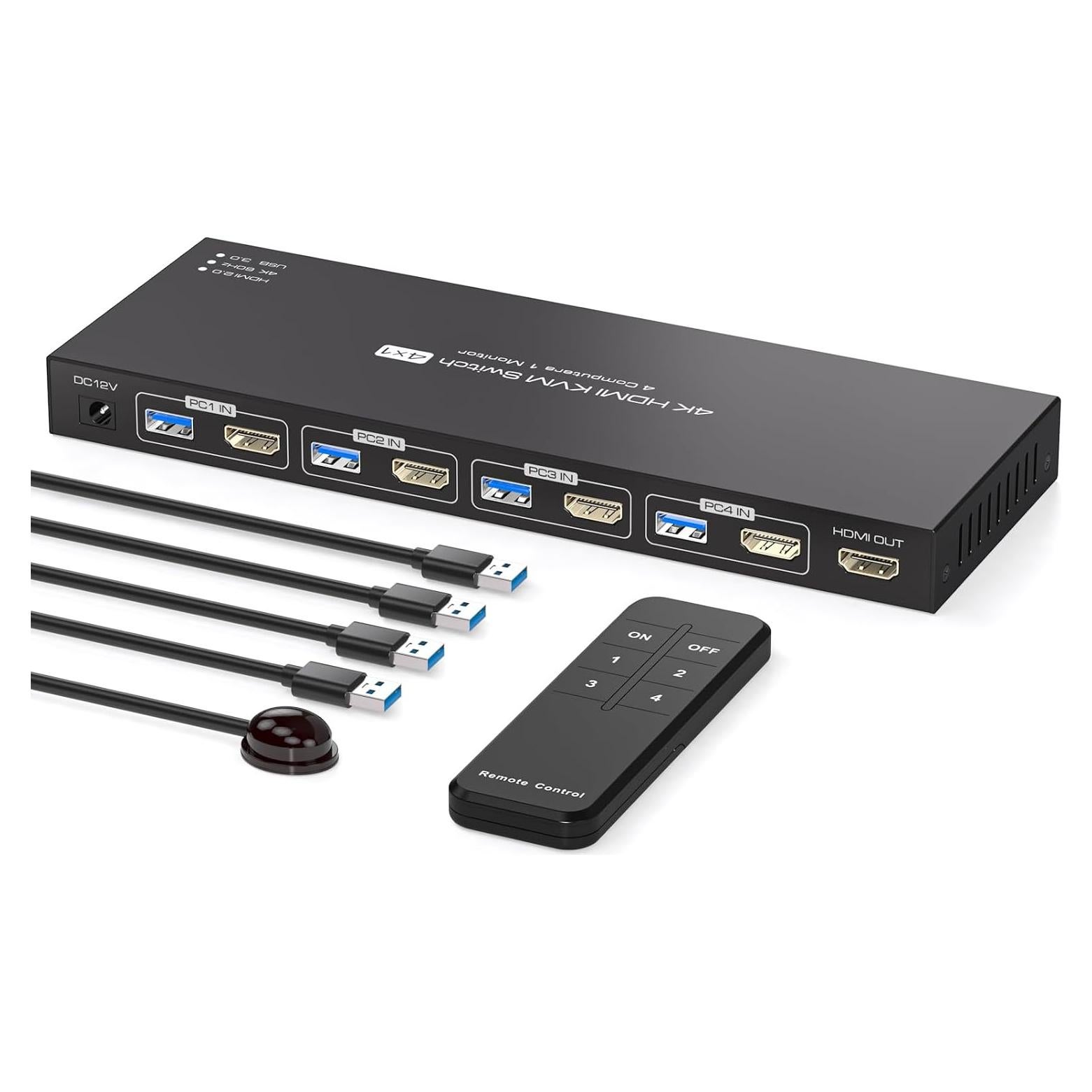 Interruptor KVM HDMI 4 Puertos USB 3.0 4K 60Hz PVBCTCSID