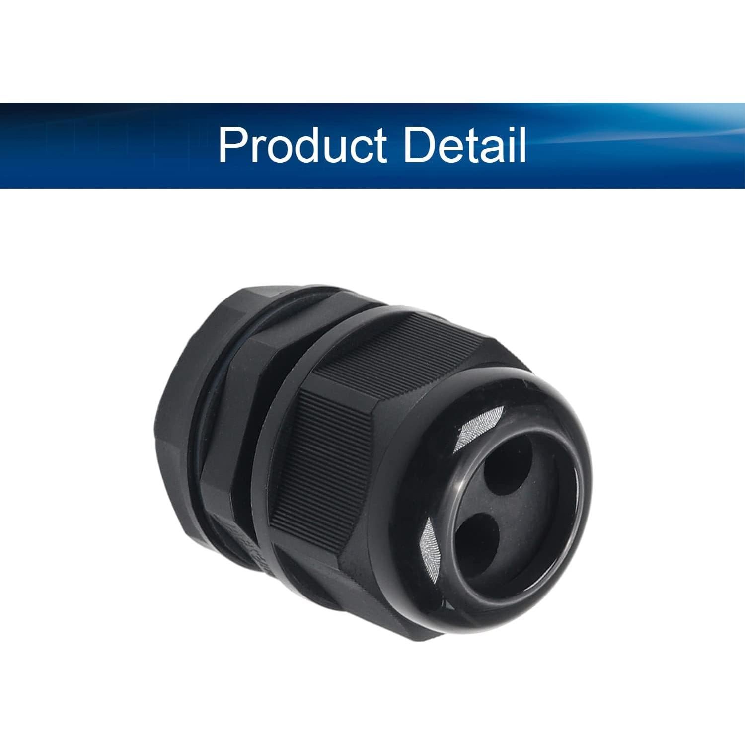Cable Gland Heyiarbeit 2 Agujeros Nylon IP68 25mm Ajustable