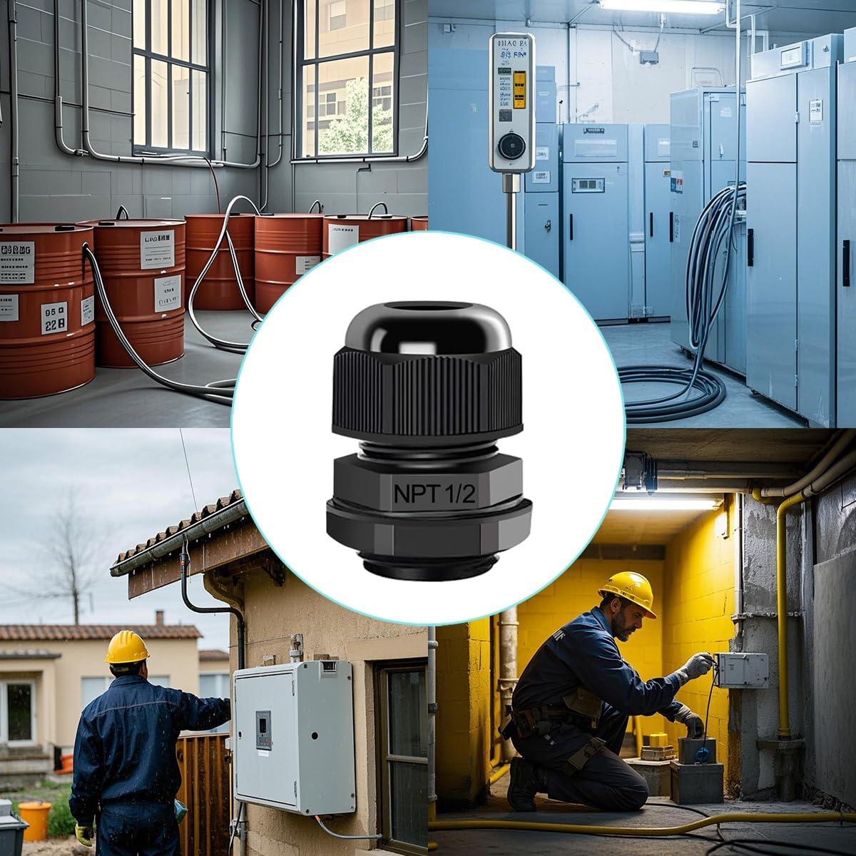 Paquete de 10 Pasacables Impermeables Aandxmok NPT 1/2"