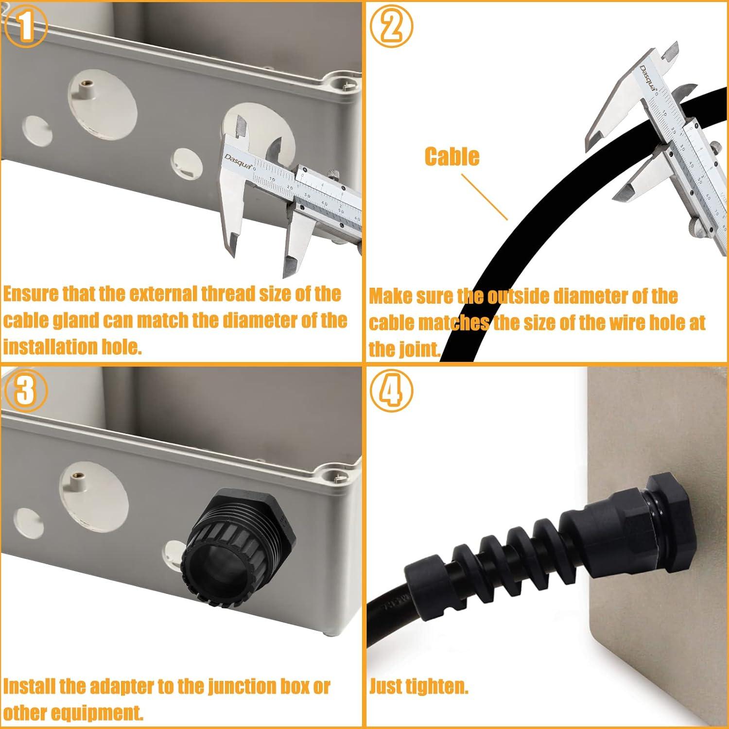 Conector de Cable Rierdge IP68 Nylon 2 Pcs 13-18mm