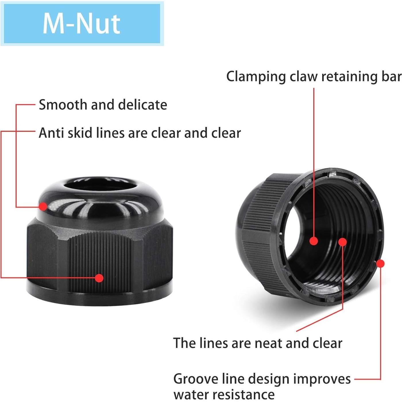 Conectores de Cable Impermeables NineLeaf M20x1.5 10 Piezas