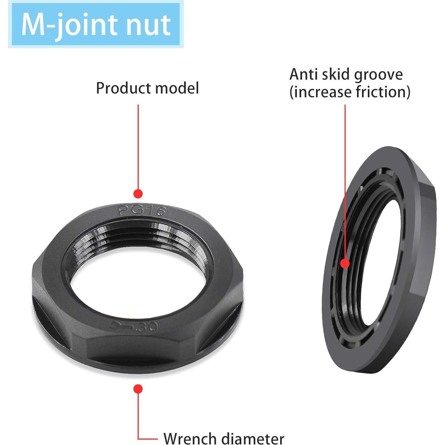 Conectores de Cable Impermeables NineLeaf M20x1.5 10 Piezas