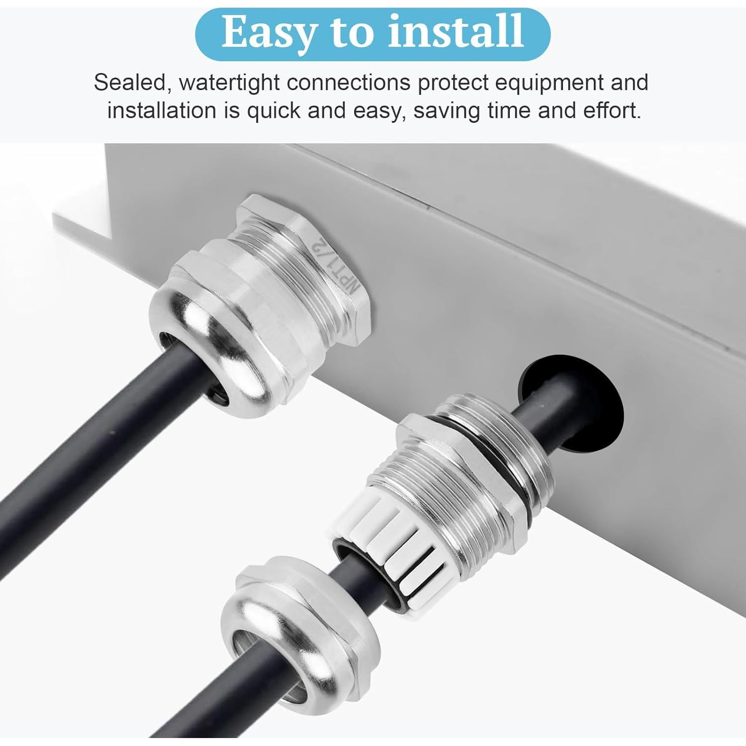 4 Piezas Conector Cable Gland NPT 1/2" OJP IP68 6-12mm