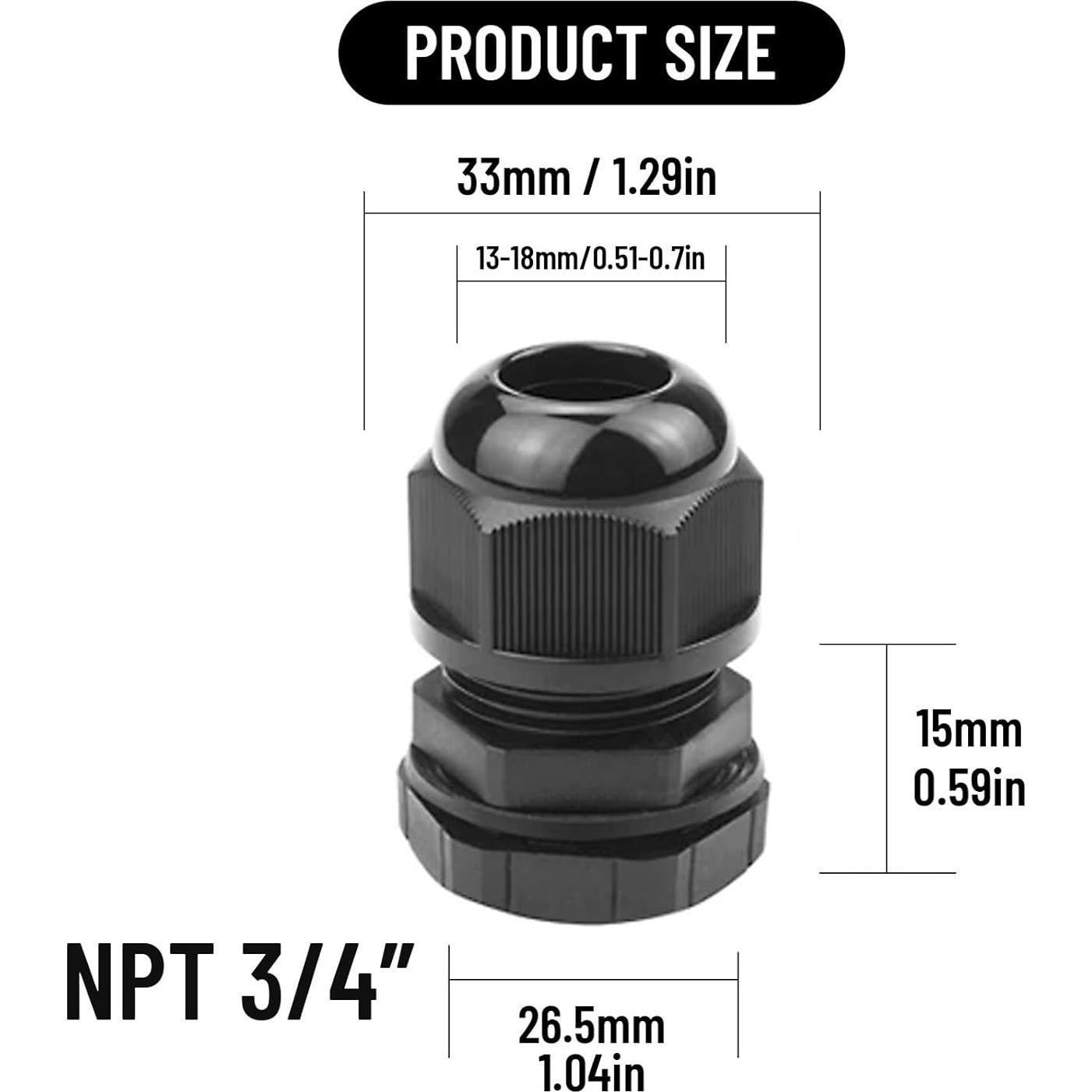 Conectores de Cable NPT 20mm GGFOXLEW Impermeables IP68 - 2pcs