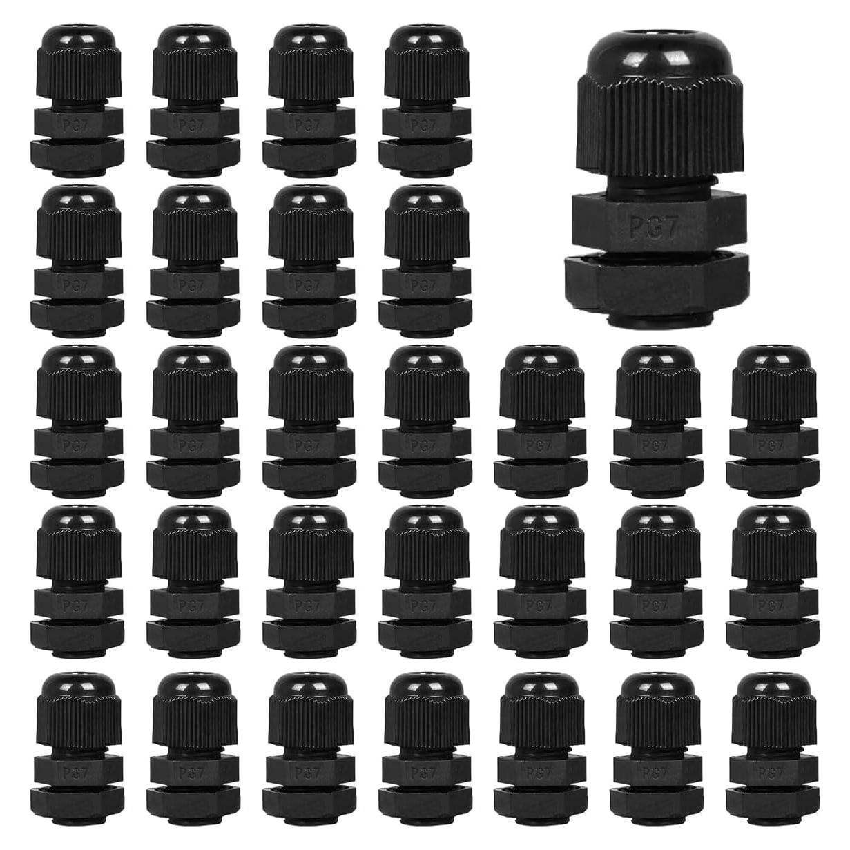 30 Conectores de Cable Impermeables PG7 Aandxmok 3-6.5mm