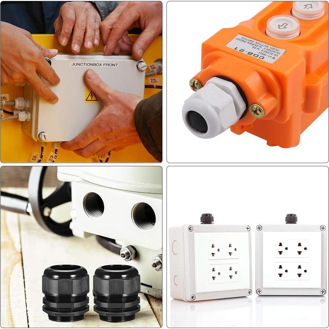 Conector de Cable M20 uxcell Impermeable Nylon 6-12mm 10pcs