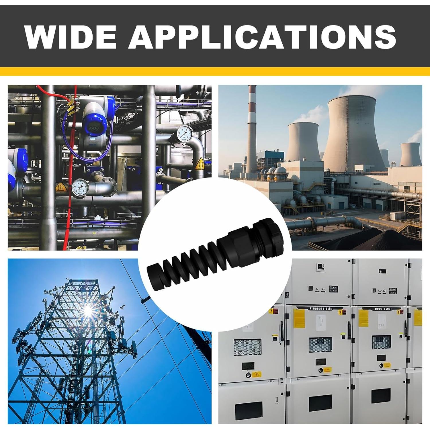 Paquete de 5 Conectores de Alivio de Tensión Nylon Negro NPT 1/2"