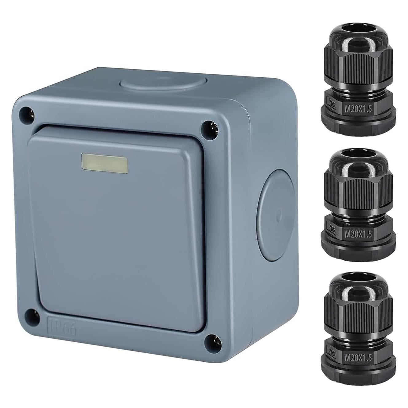 Interruptor de Luz Exterior SuperInk IP66 1-Gang con Conectores