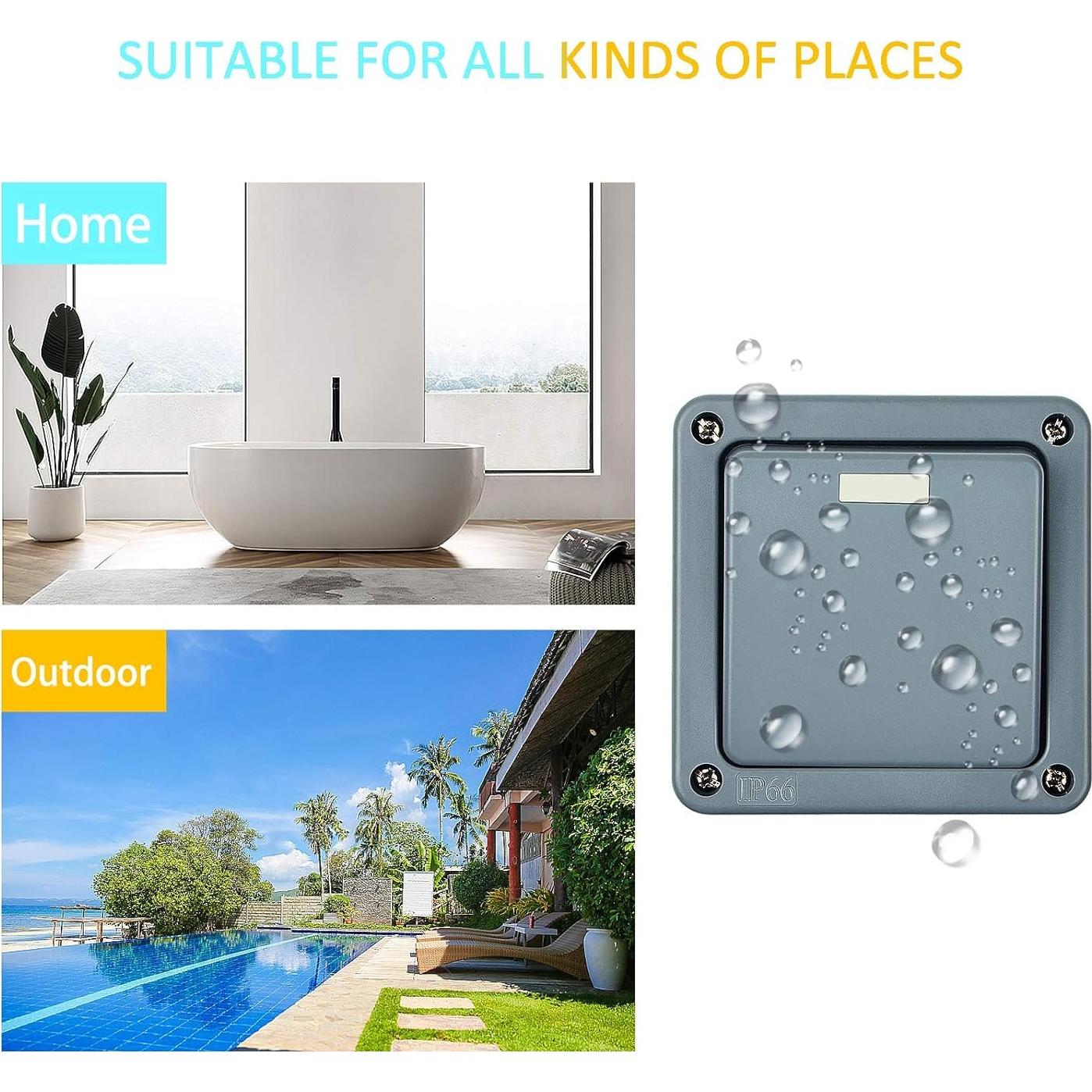 Interruptor de Luz Exterior SuperInk IP66 1-Gang con Conectores