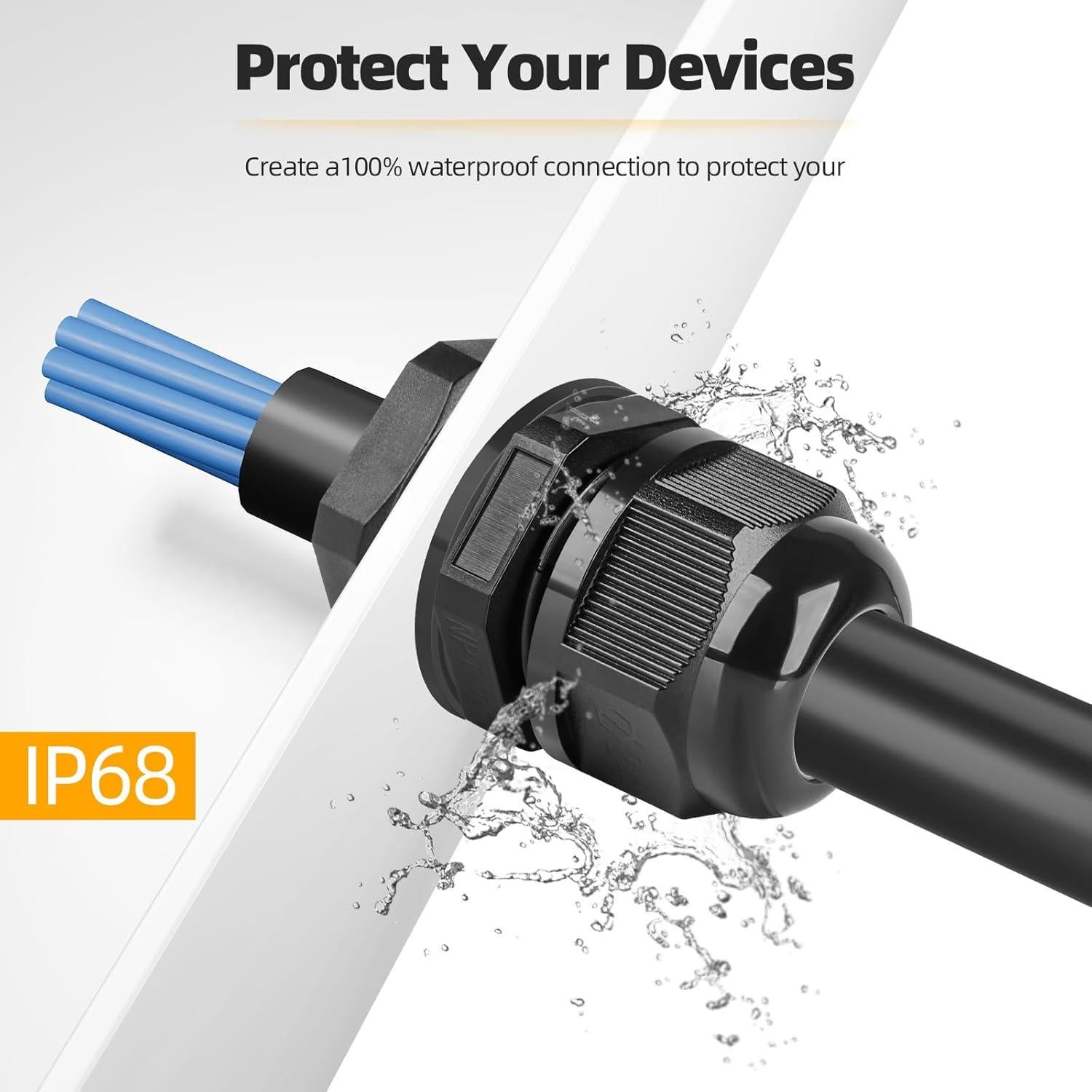 Conector de Cable Nylon NPT 1/4" (6.35 mm) IP68 - 10 PCS