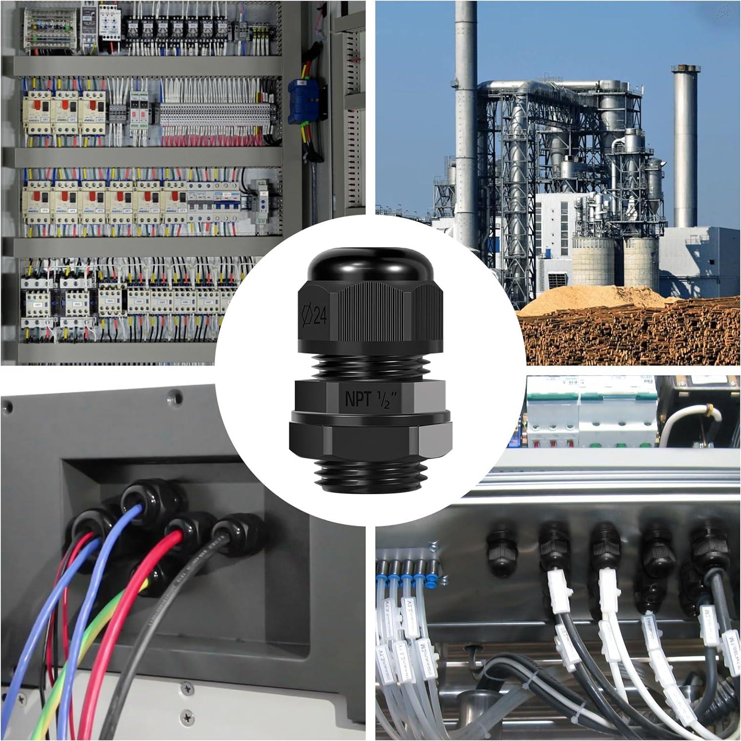 Conector de Cable Nylon NPT 1/4" (6.35 mm) IP68 - 10 PCS