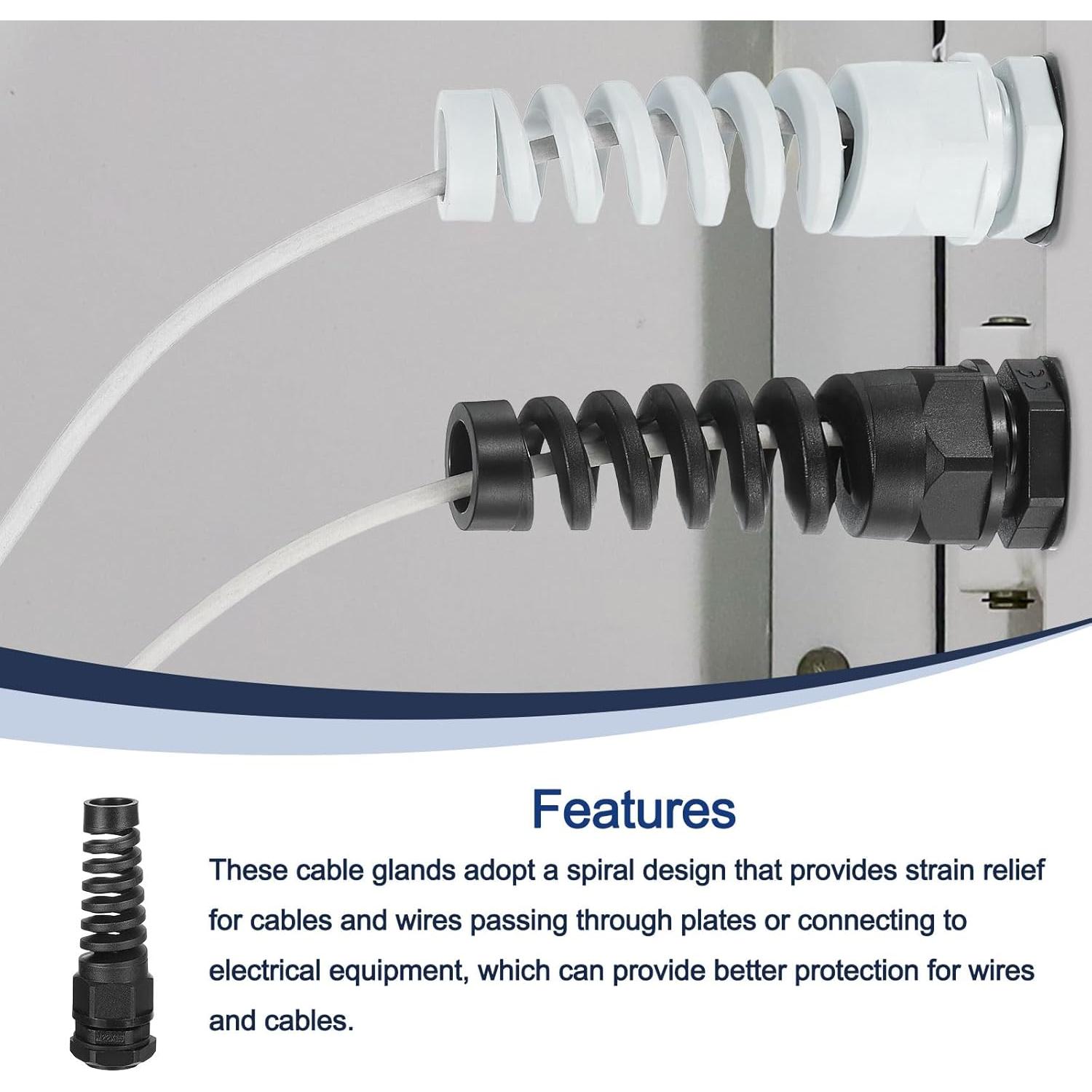 Conectores de Cable Impermeables uxcell M22 Nylon 5Pcs 10-13mm