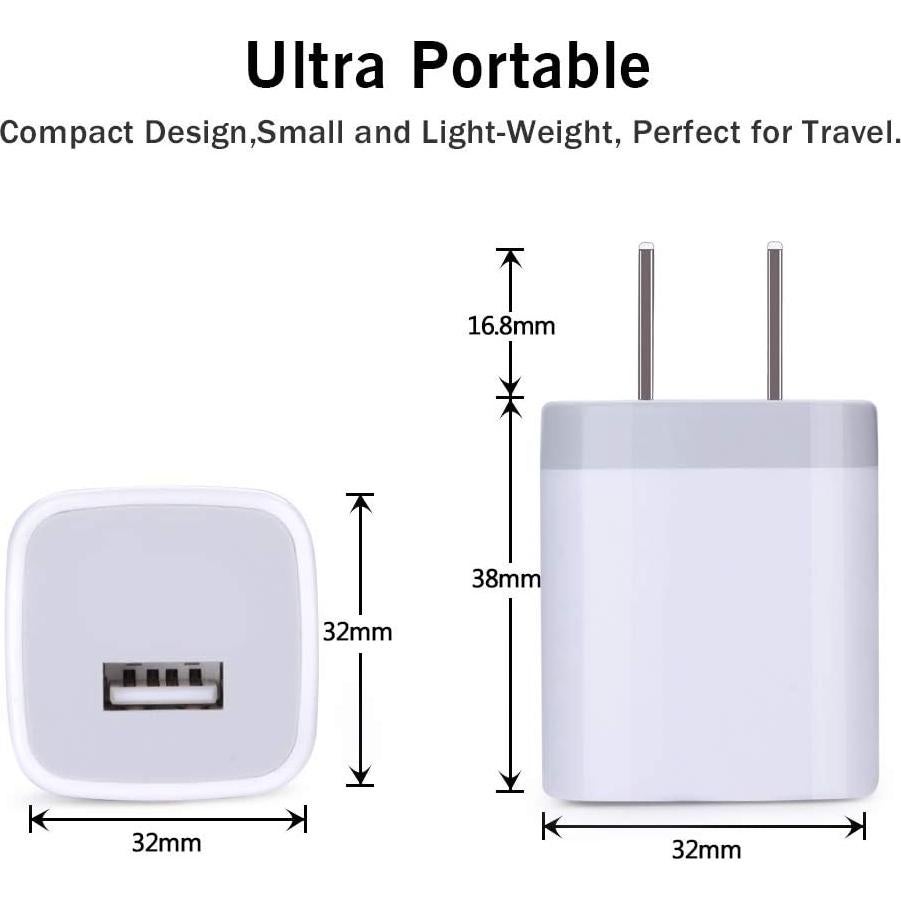 Cargador de Pared USB GiGreen 1A 5V - Paquete de 5 Blancos