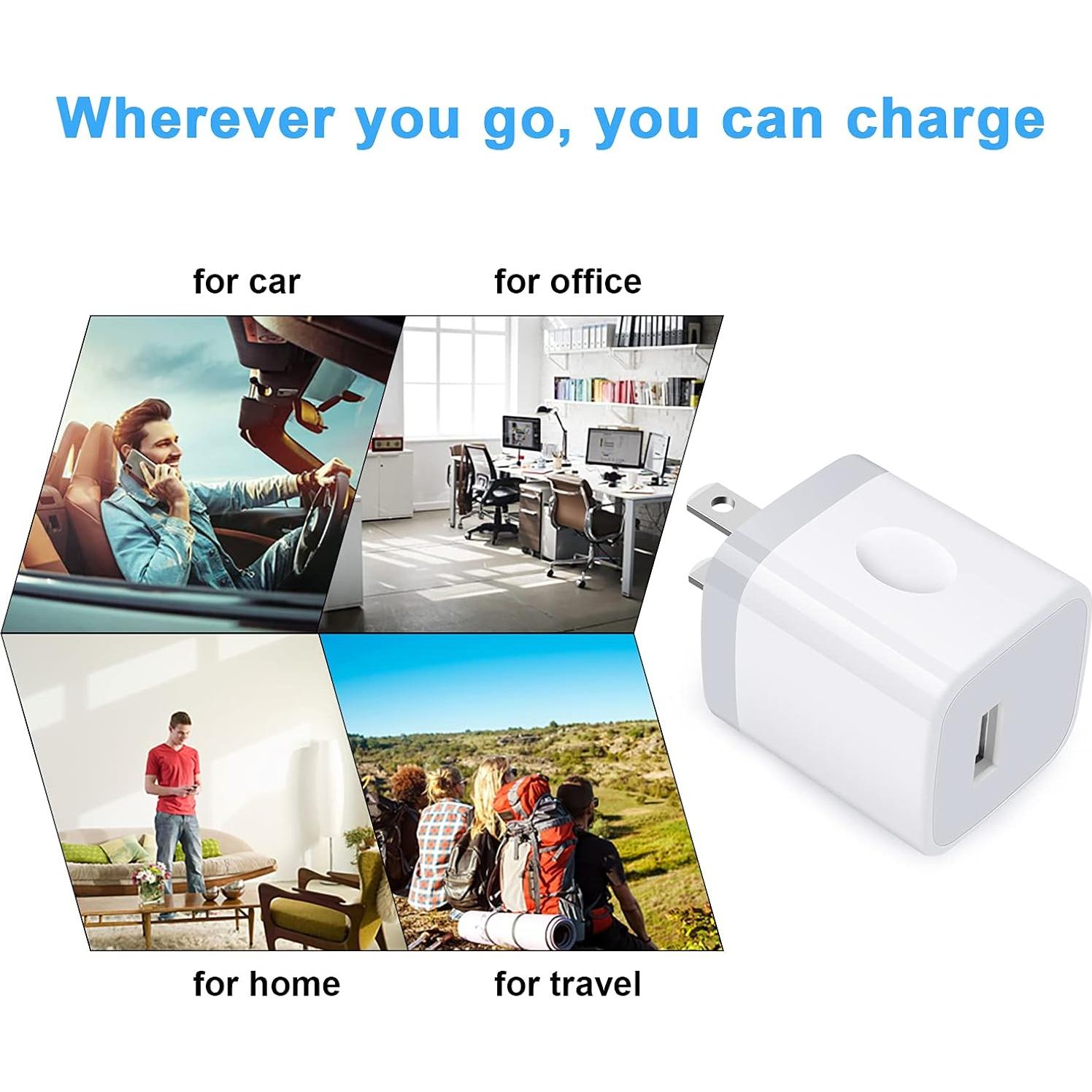 Cargador de Pared USB GiGreen 1A 5V - Paquete de 5 Blancos