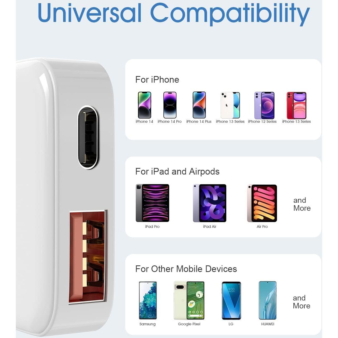 Cargador de Pared USB Elexlinco 20W PD y 18W QC3.0 Doble