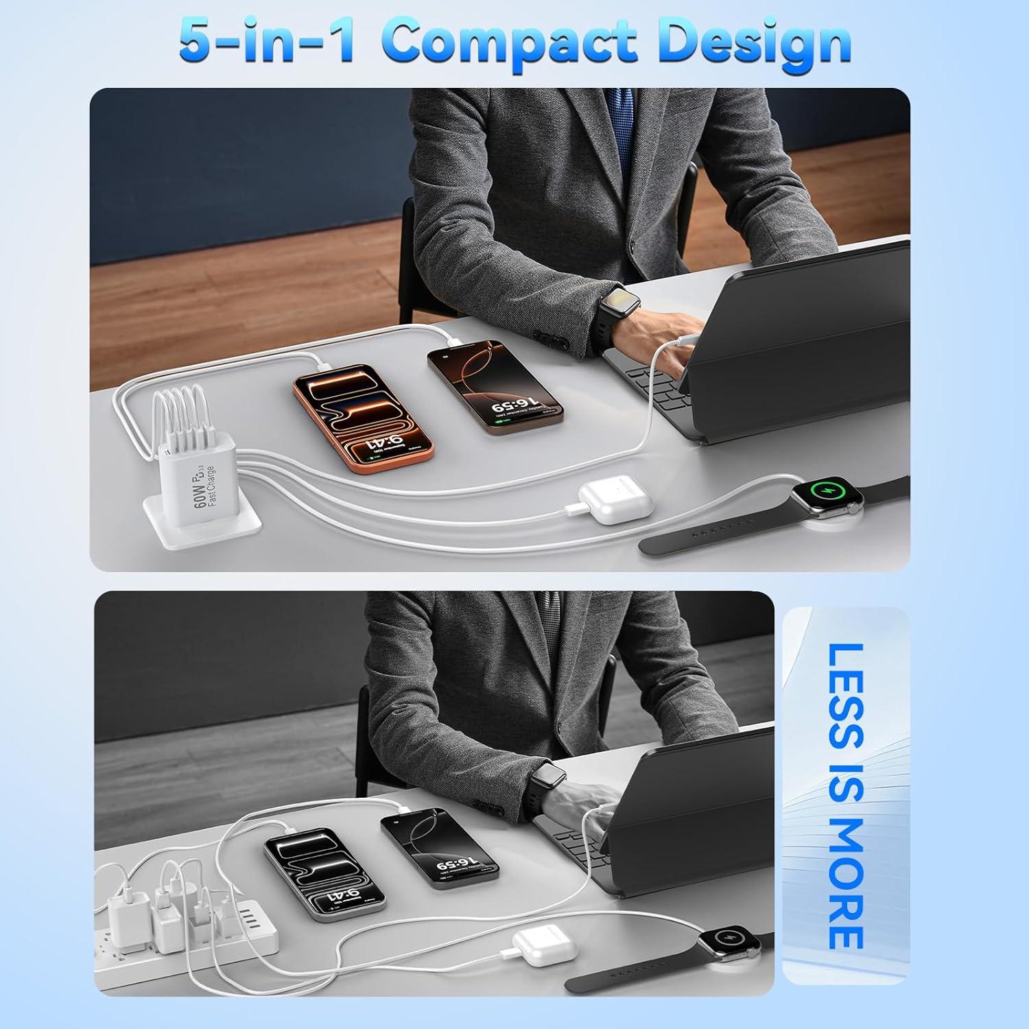 Cargador Rápido USB C 60W 5 Puertos Shenzhen Xihuida