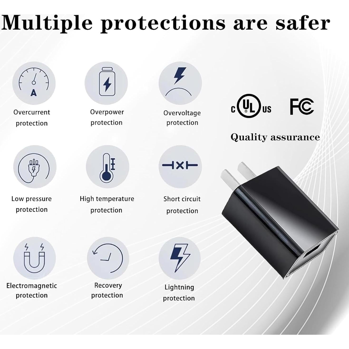 Cargador de Pared USB 5V 2A con Cable Tipo-C para Smartphones