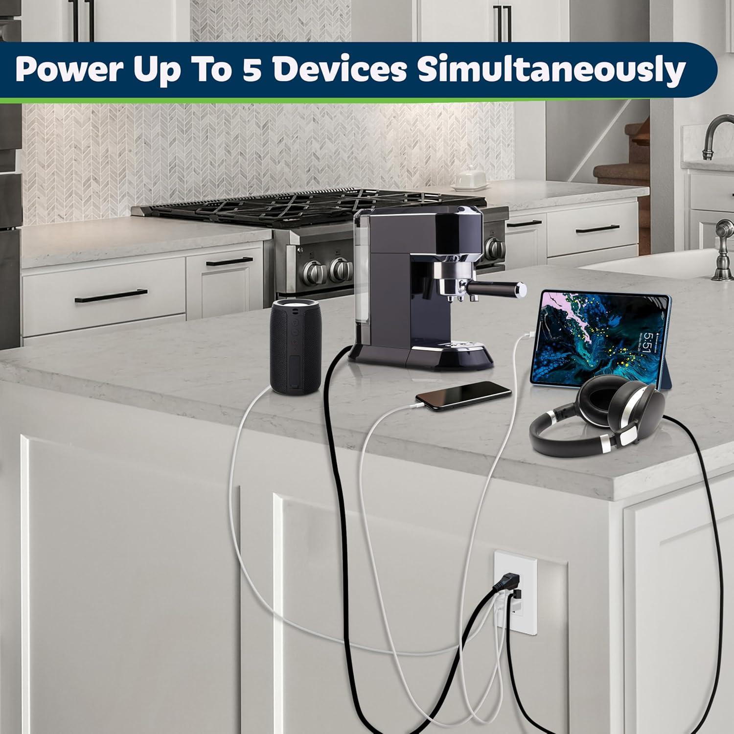 Enchufe USB de Pared TOPGREENER 3 Puertos 3.6A 15A Blanco - 2 Pcs