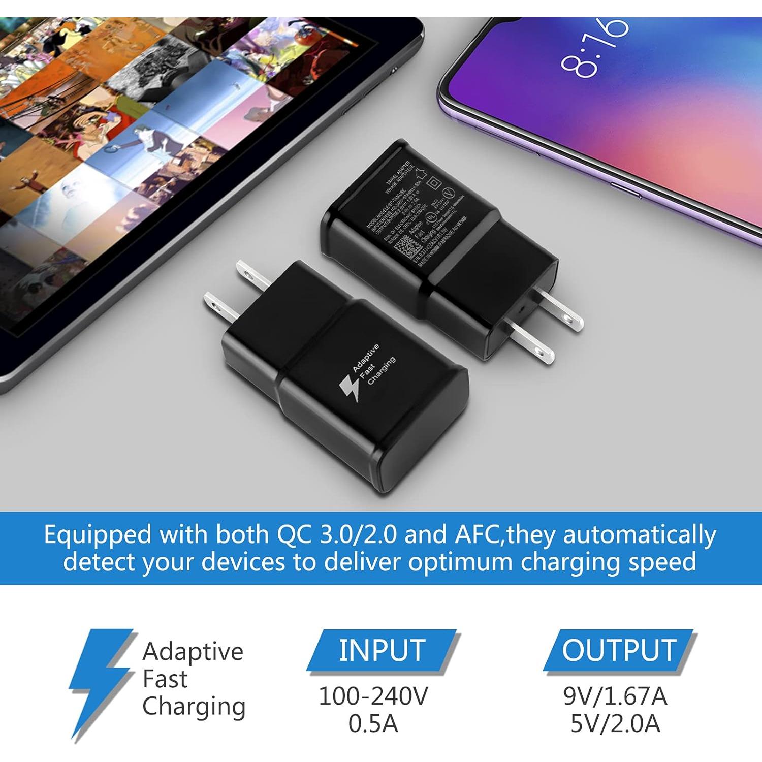 2 Adaptadores de Carga Rápida Adaptativa USB para Samsung