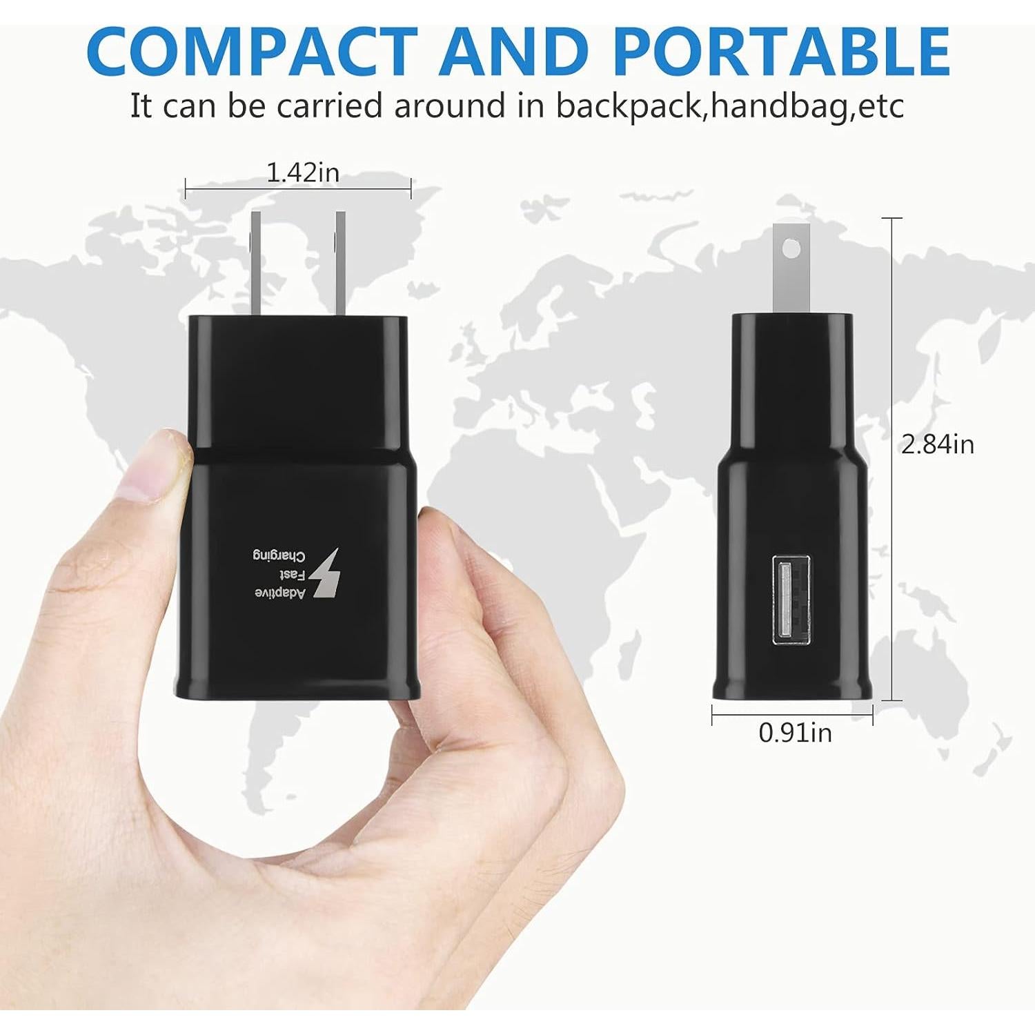 2 Adaptadores de Carga Rápida Adaptativa USB para Samsung