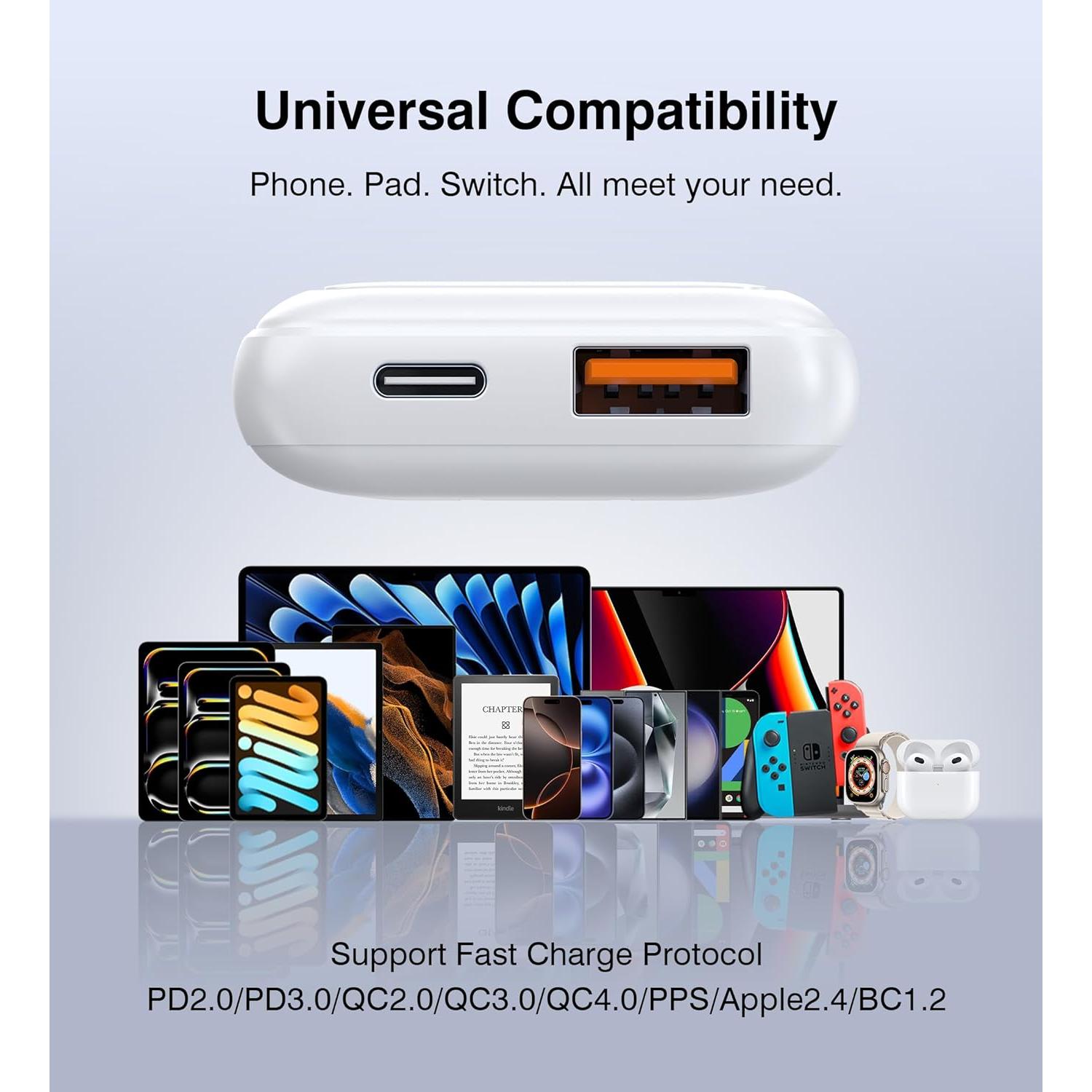 Cargador de pared USB C 50W Qwinjwin 2 Puertos Carga Rápida