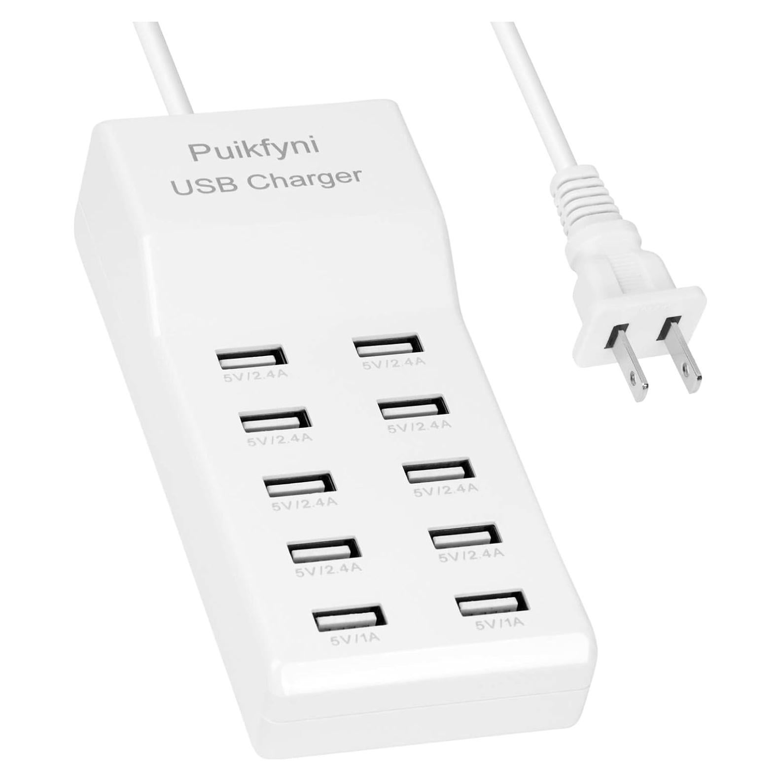 Estación de Carga USB 10 Puertos WuHan - Cargador Múltiple Blanco