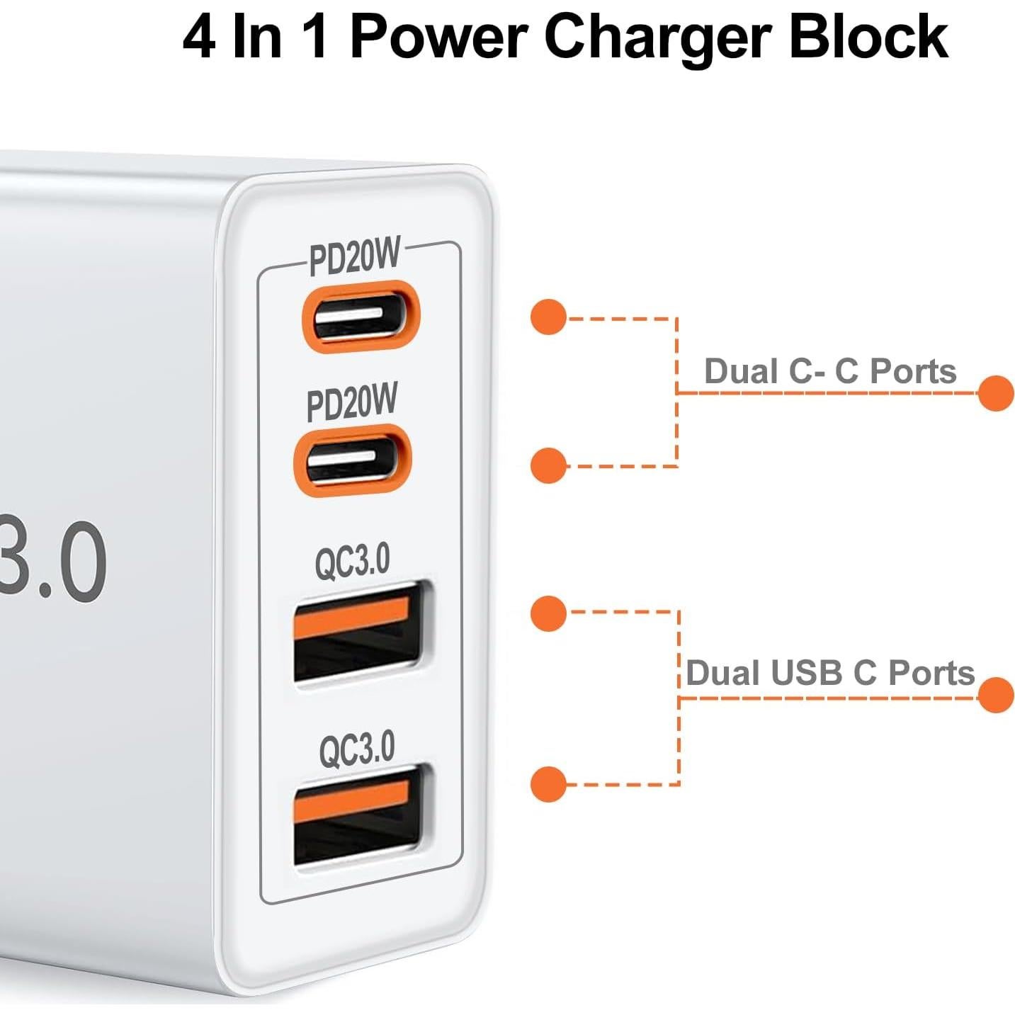 Cargador Rápido 40W Famoby + 2 Cables USB-C y Tipo C-C
