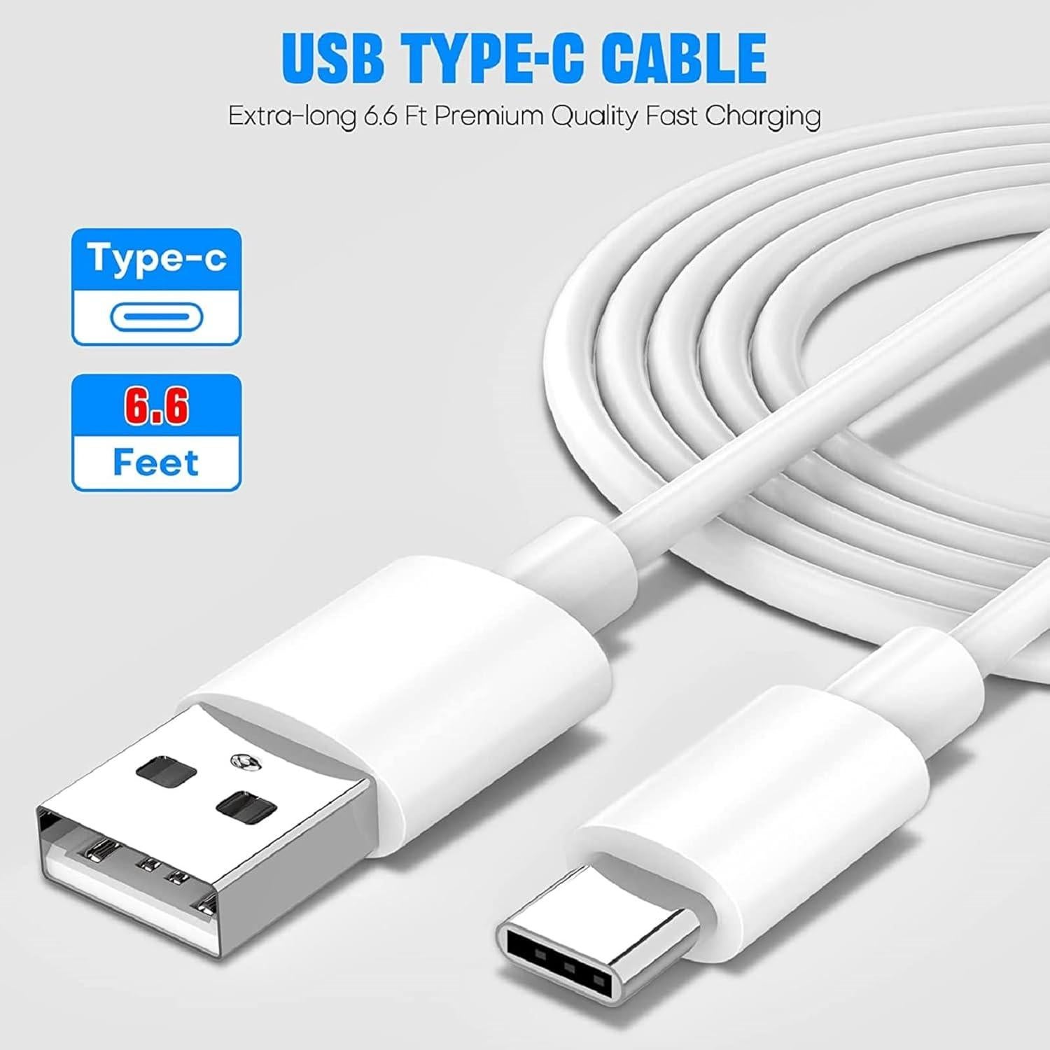 Cargador Rápido USB Tipo C 15W + Cable 2m para Samsung