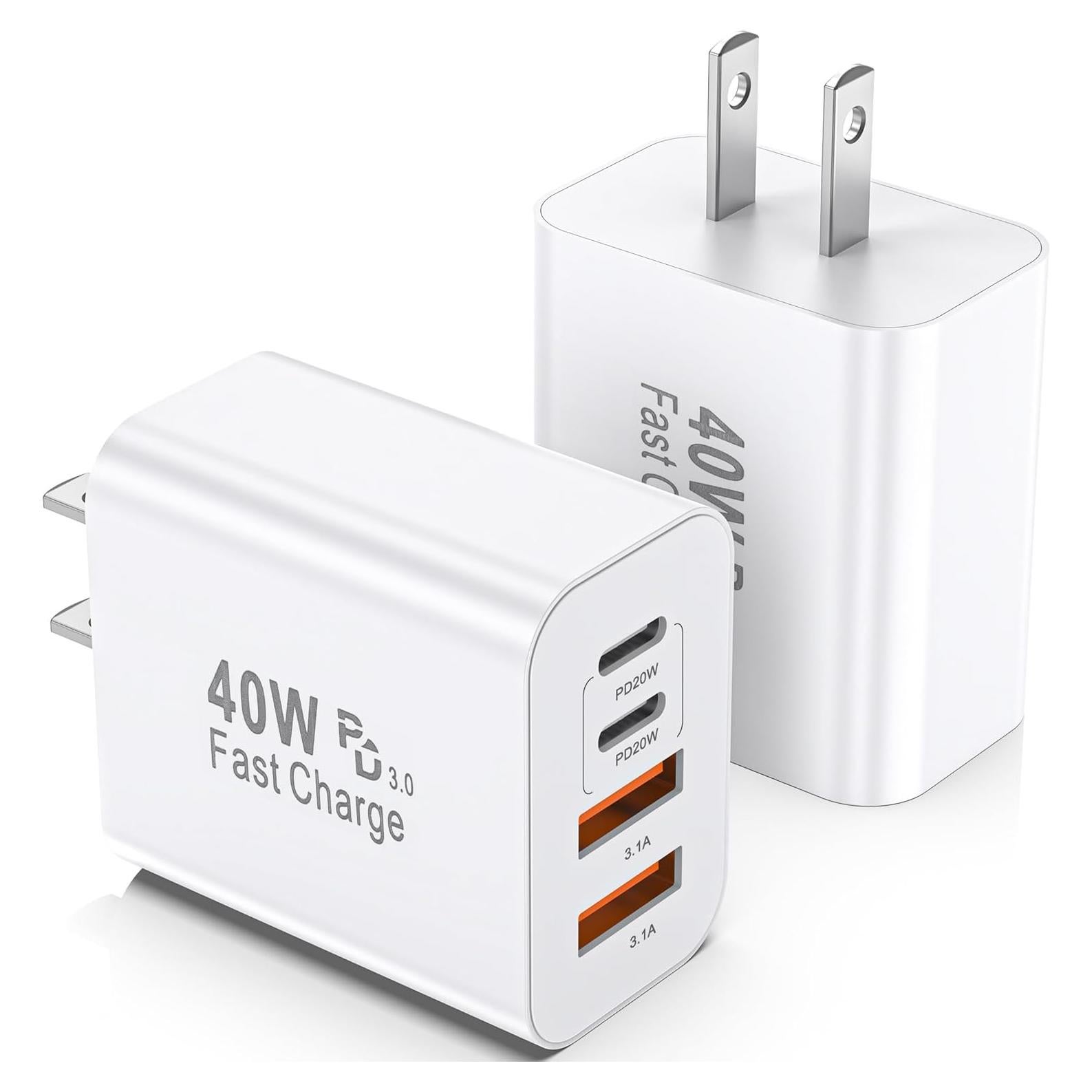 Bloque de Cargador USB C 40W 4 Puertos WWB Blanco