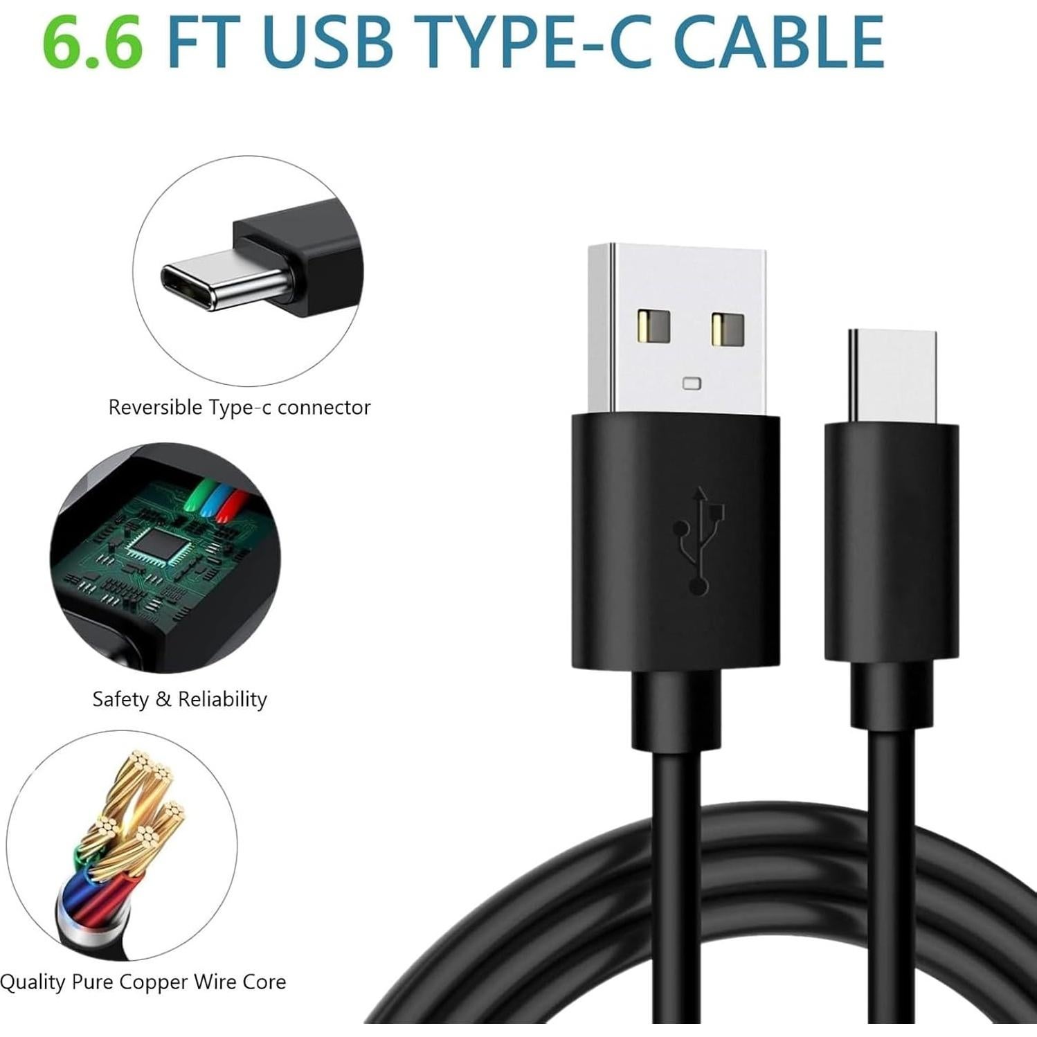 Cargador Rápido USB-C 15W con Cable 2m para Samsung y Google