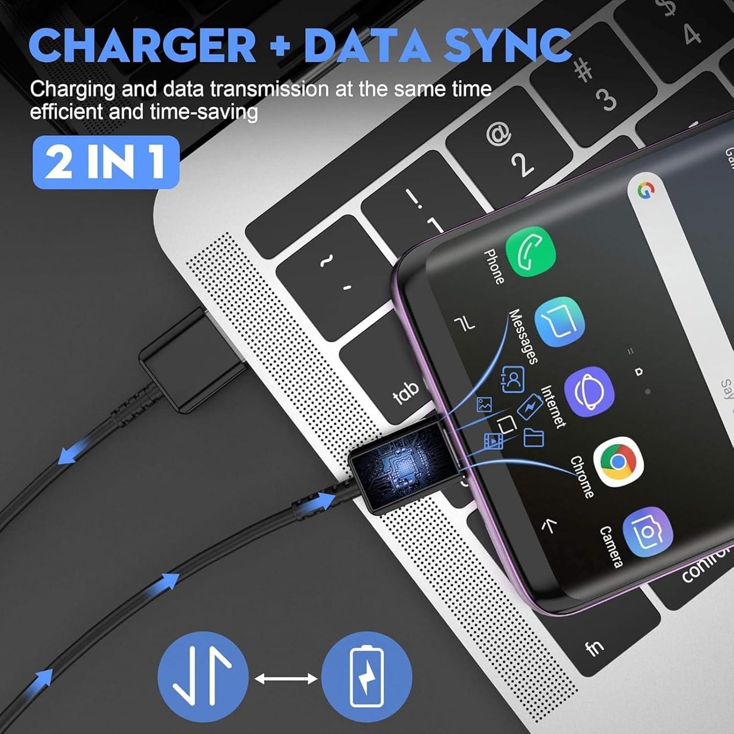 Cargador Rápido USB-C 15W con Cable 2m para Samsung y Google