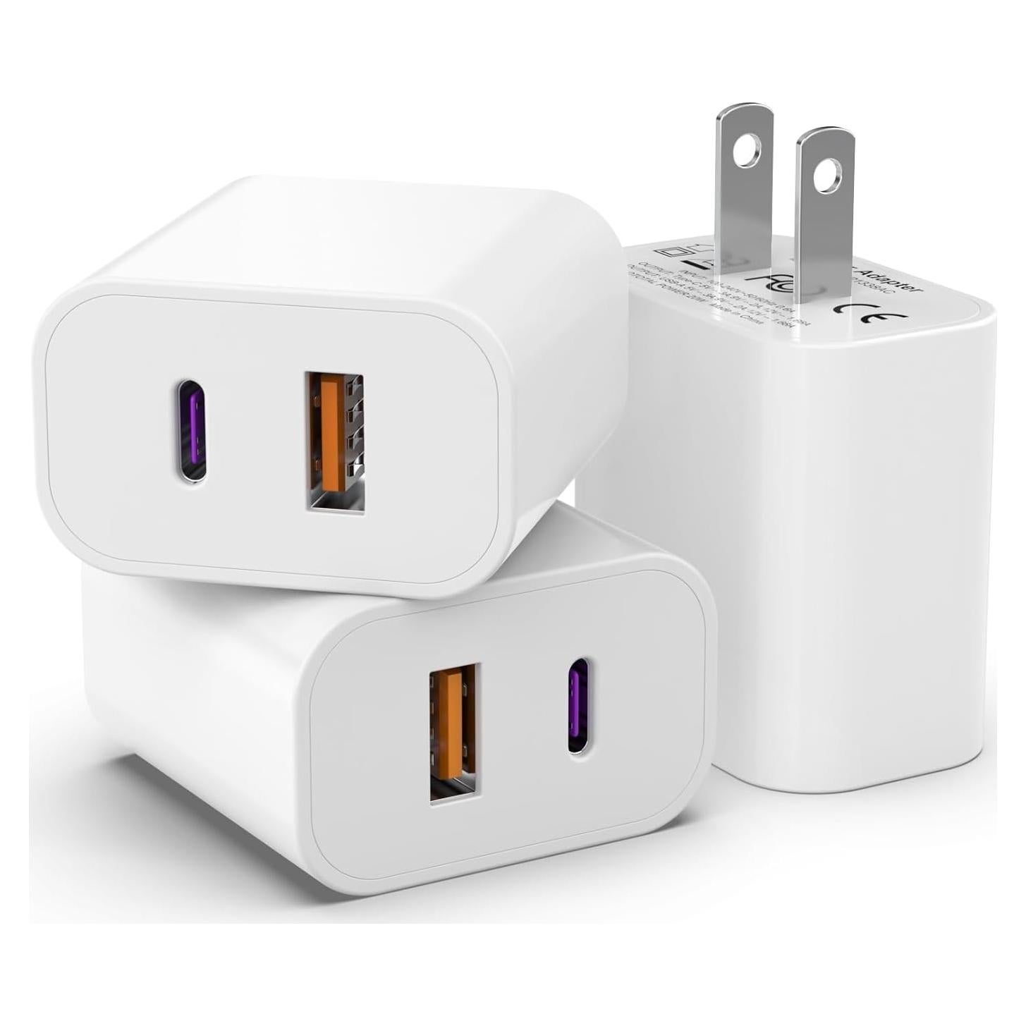 3 Pack Cargador USB C iGENJUN 20W Doble Puerto Carga Rápida