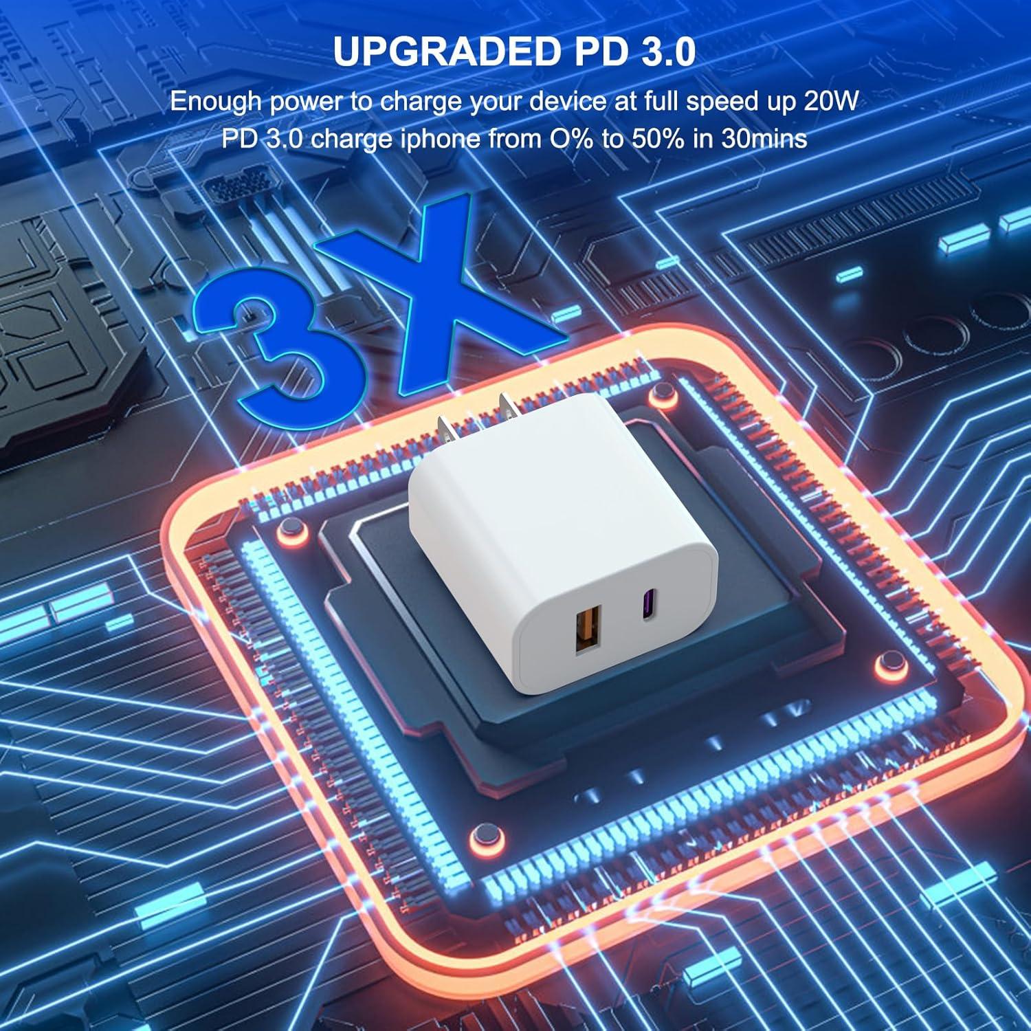 3 Pack Cargador USB C iGENJUN 20W Doble Puerto Carga Rápida