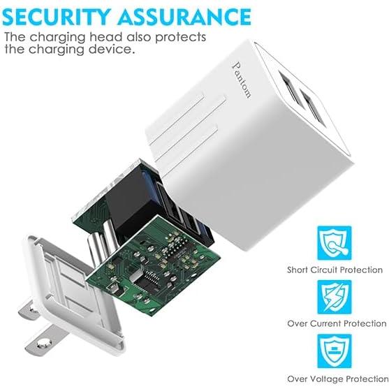 Cargador de pared 2 puertos 2.4A Pager + 2 cables Lightning 5 pies