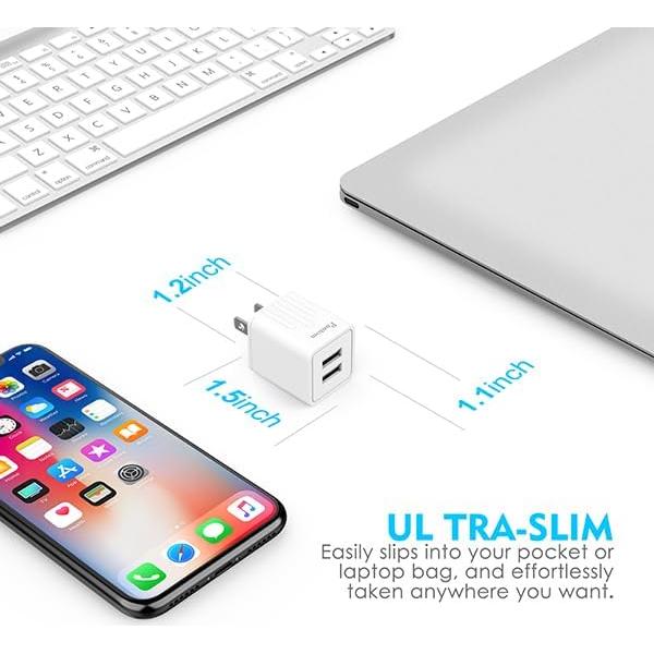 Cargador de pared 2 puertos 2.4A Pager + 2 cables Lightning 5 pies