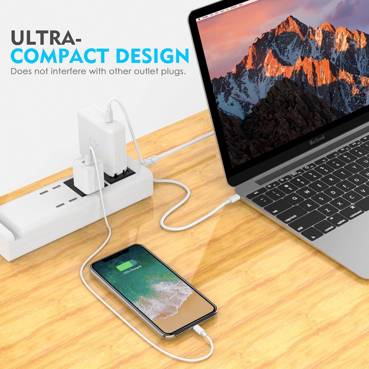 Cargador de pared 2 puertos 2.4A Pager + 2 cables Lightning 5 pies