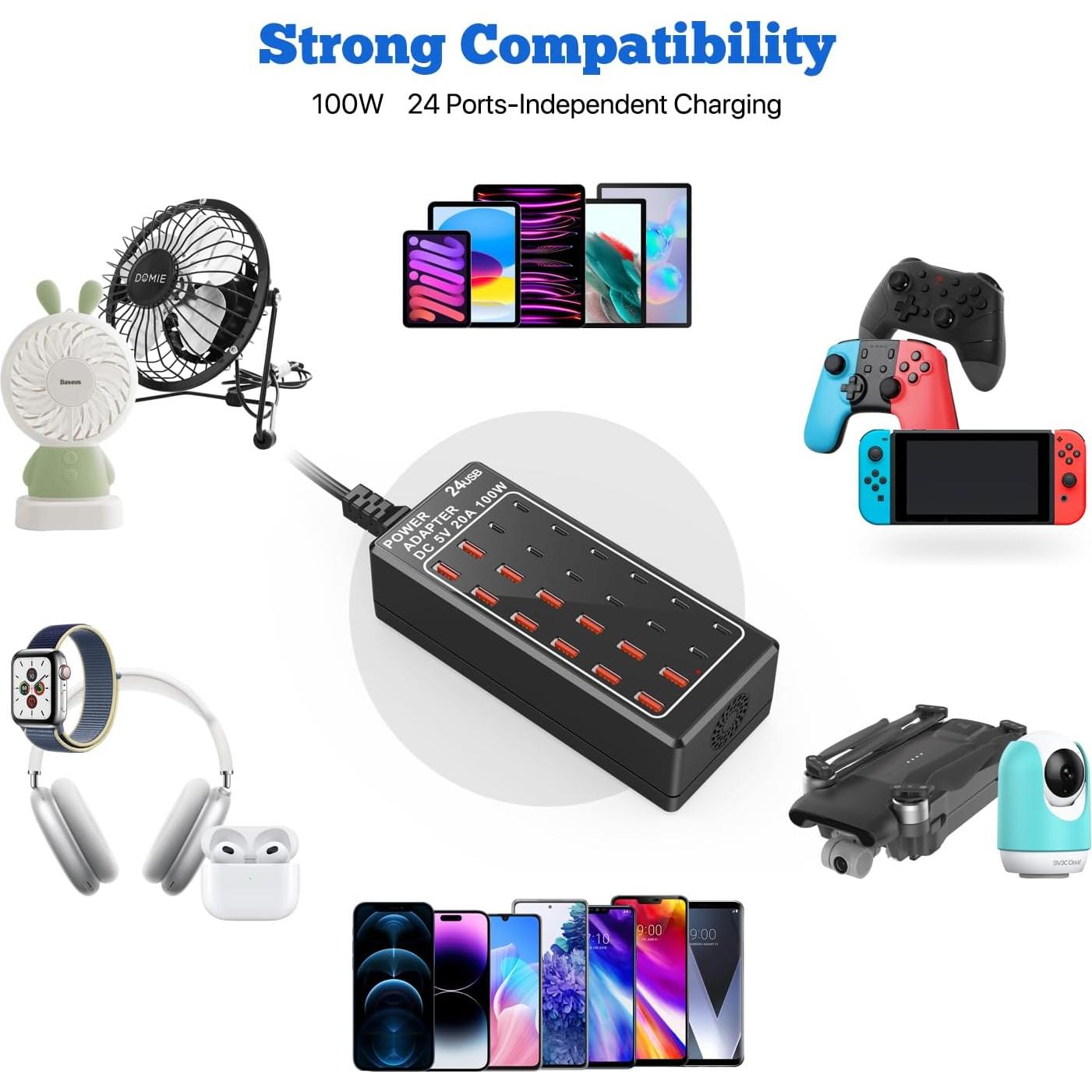 Estación de Carga USB C 100W 24 Puertos Shenzhen