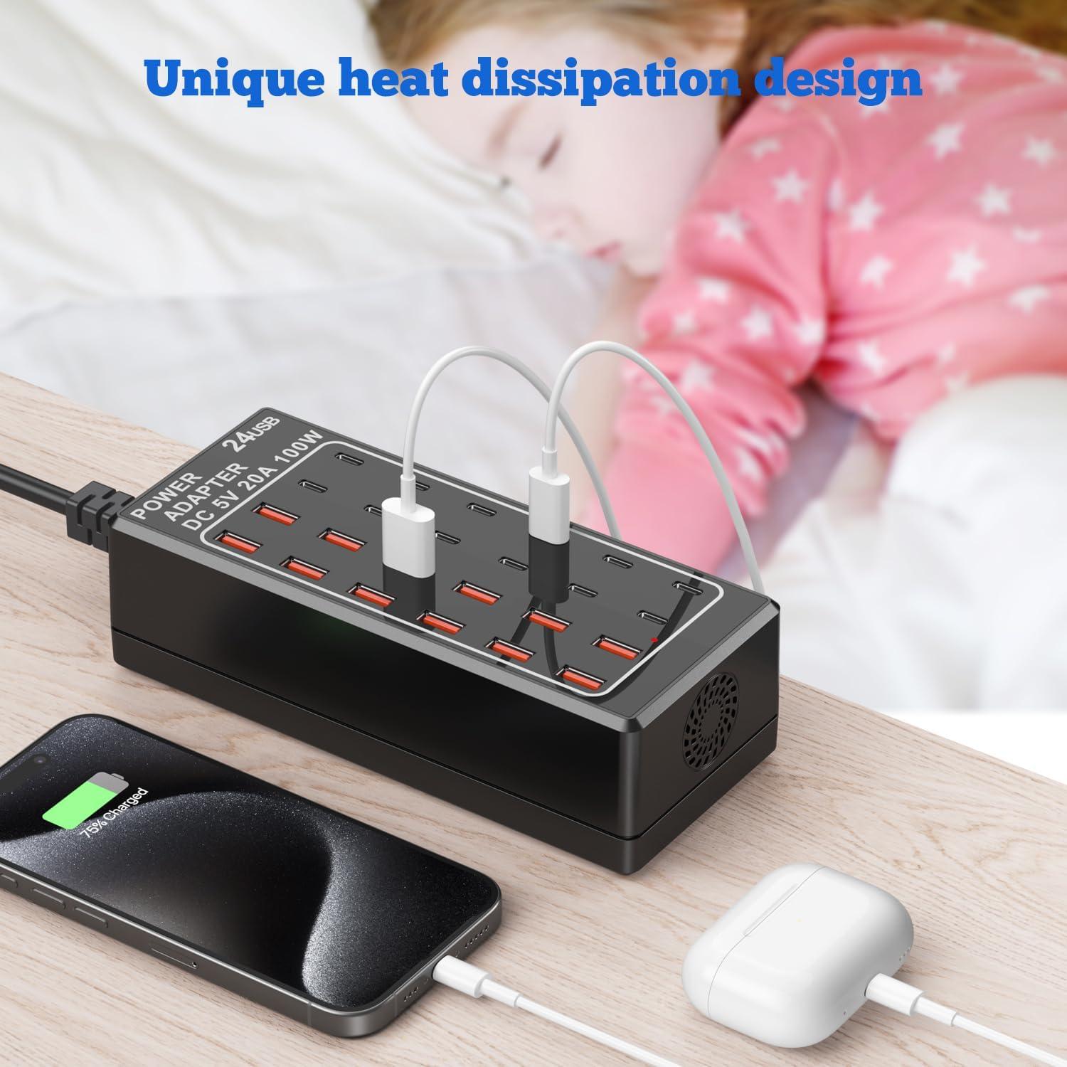 Estación de Carga USB C 100W 24 Puertos Shenzhen