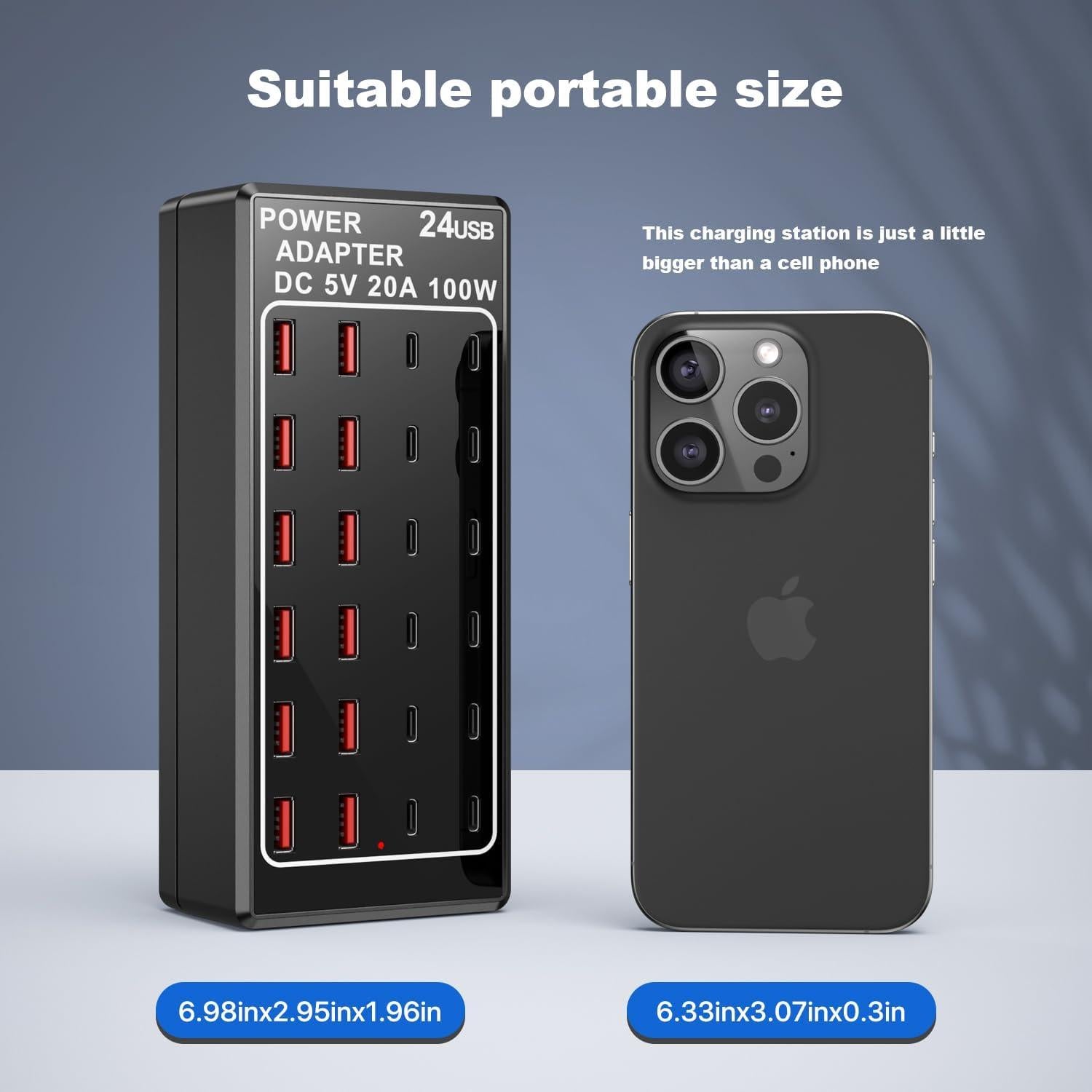 Estación de Carga USB C 100W 24 Puertos Shenzhen