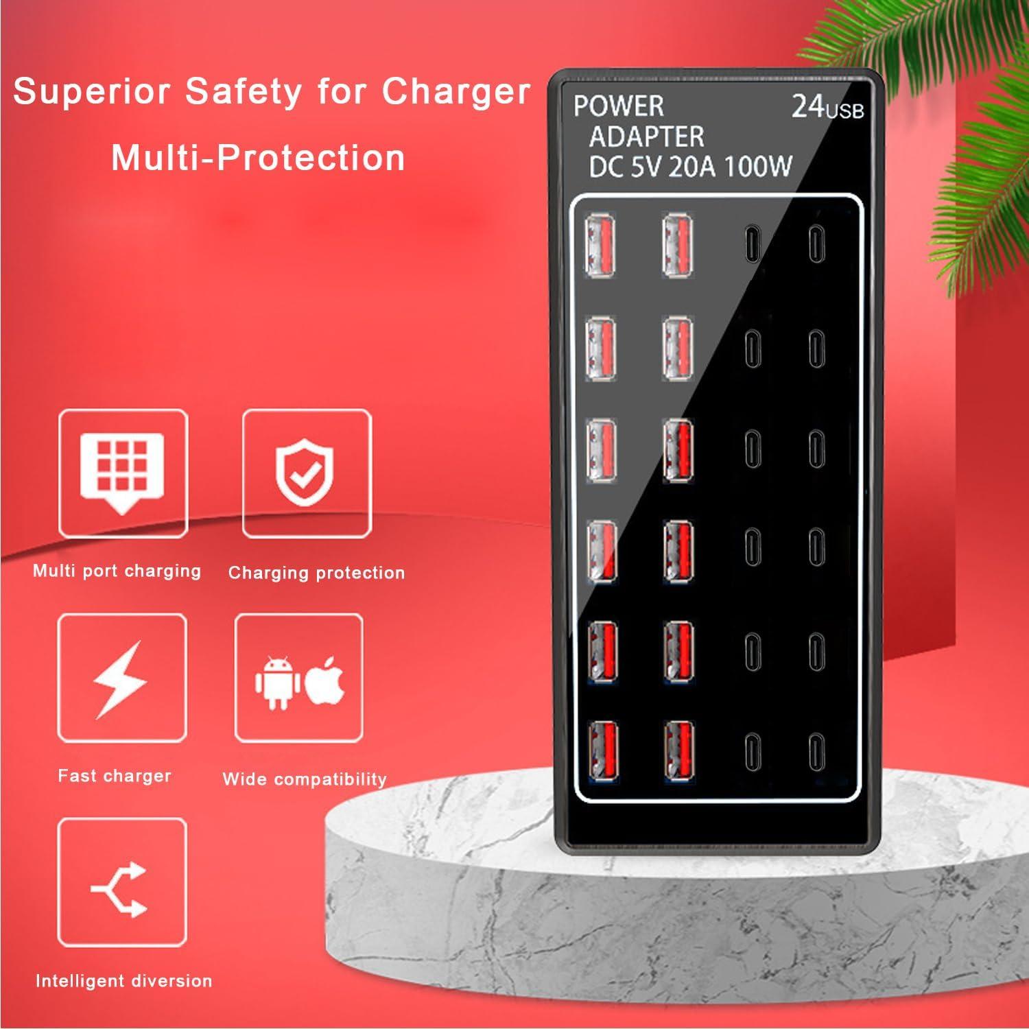 Estación de Carga USB C 100W 24 Puertos Shenzhen