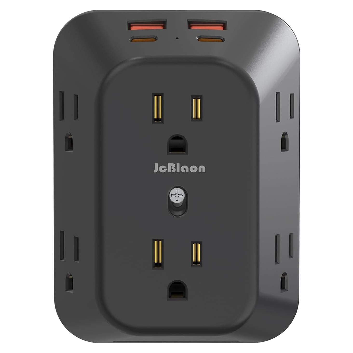 Extensor de Enchufe USB ZHONGSHAN 6 AC 4 USB 1050J Negro