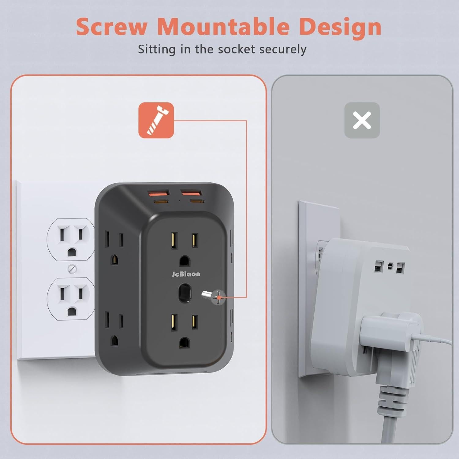 Extensor de Enchufe USB ZHONGSHAN 6 AC 4 USB 1050J Negro