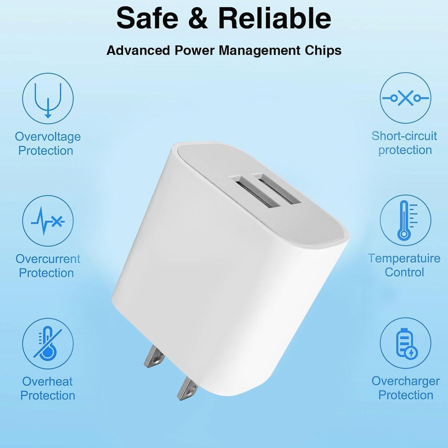 Cargador USB A Rápido Doble Puerto 3 Pack Blanco OFSPOWER